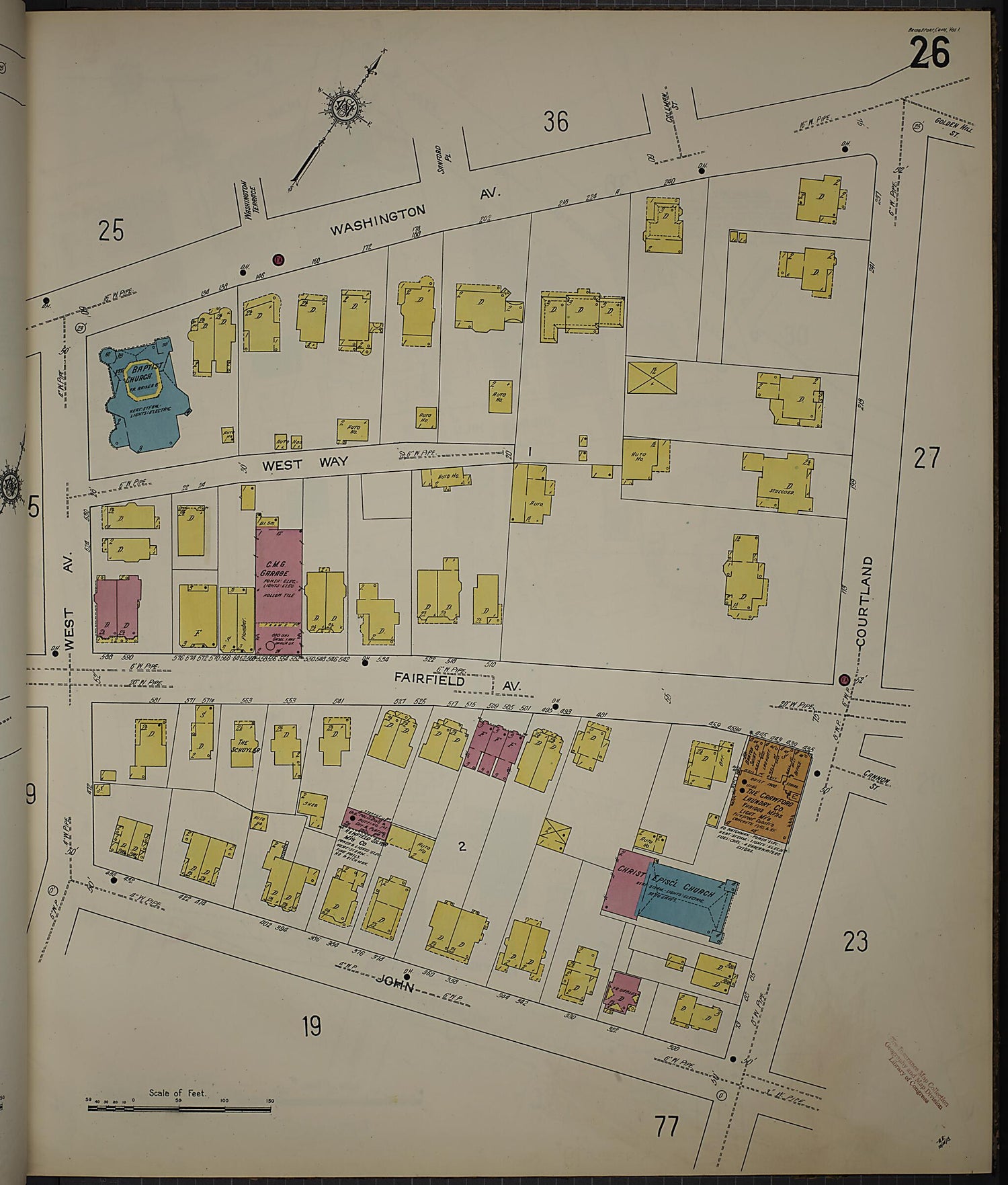 This old map of Bridgeport, Fairfield County, Connecticut was created by Sanborn Map Company in 1913