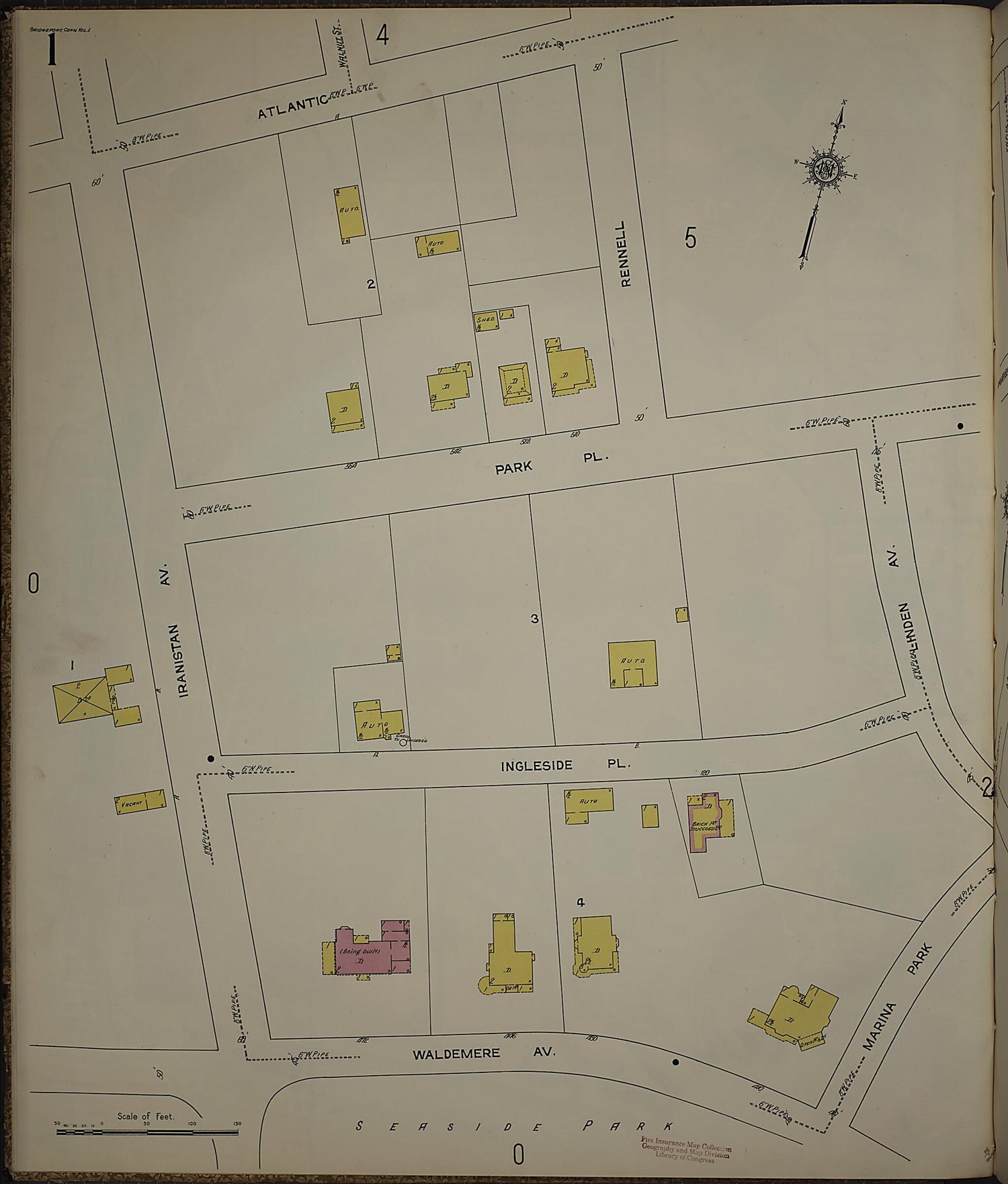 This old map of Bridgeport, Fairfield County, Connecticut was created by Sanborn Map Company in 1913