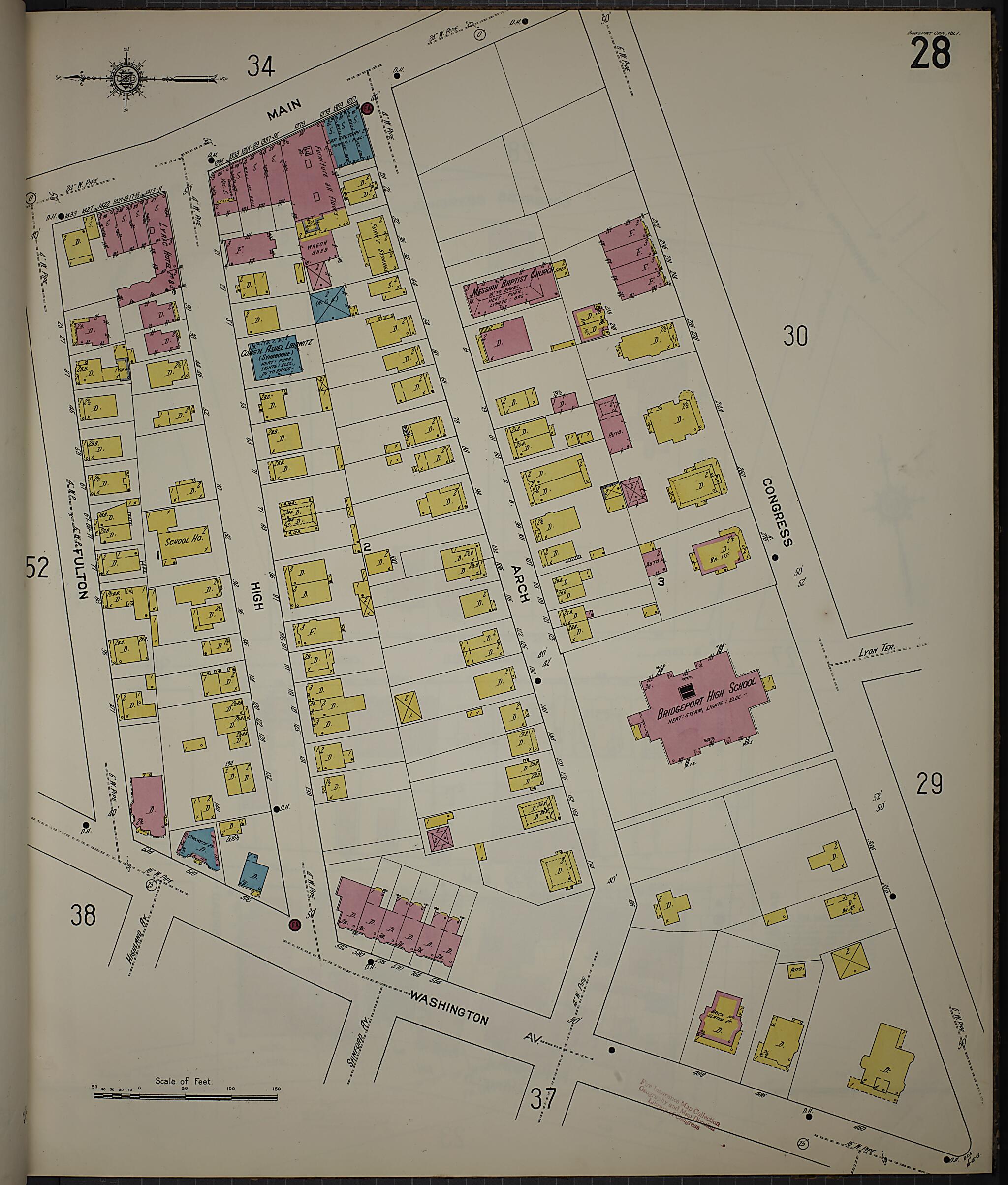 This old map of Bridgeport, Fairfield County, Connecticut was created by Sanborn Map Company in 1913