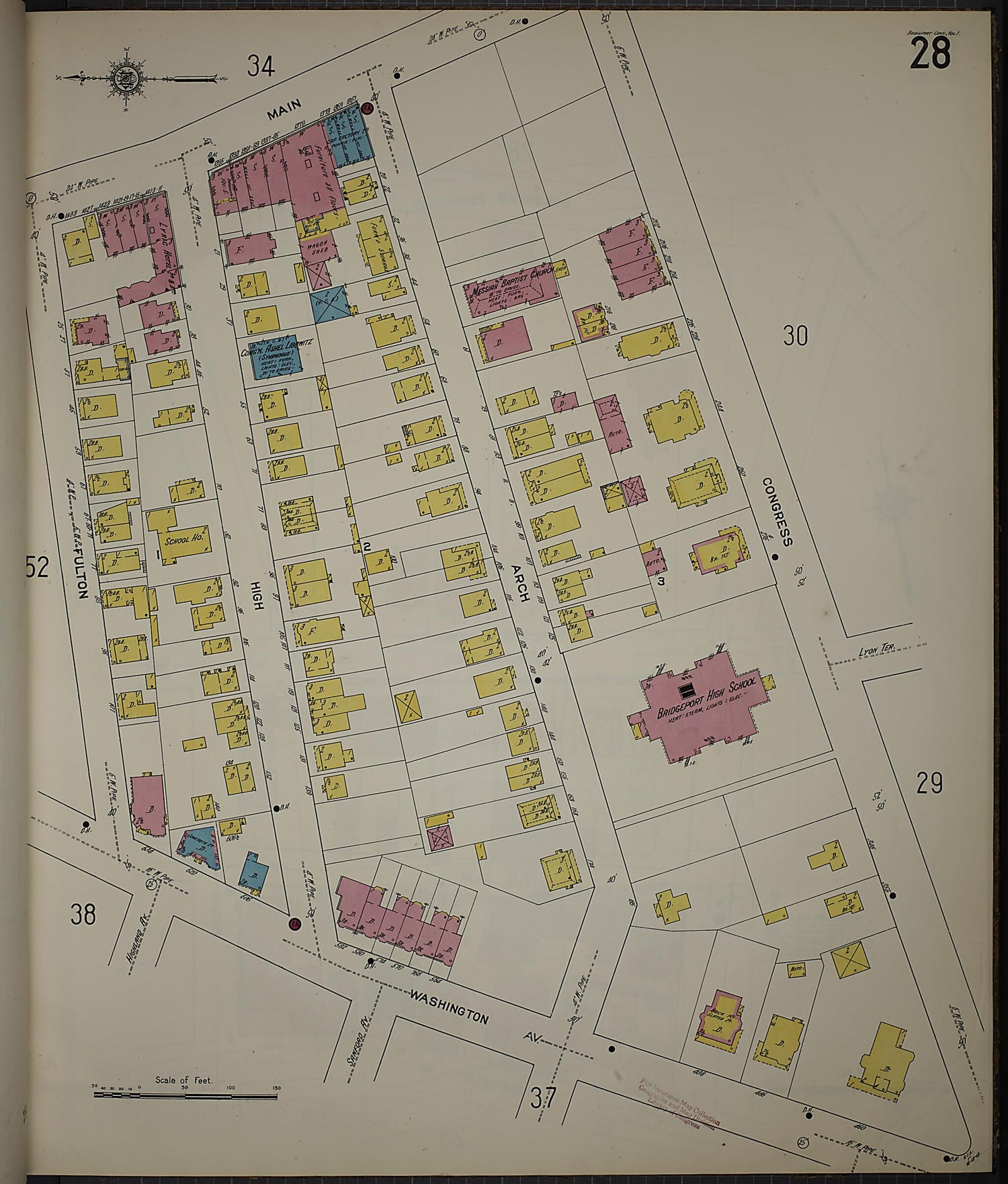 This old map of Bridgeport, Fairfield County, Connecticut was created by Sanborn Map Company in 1913