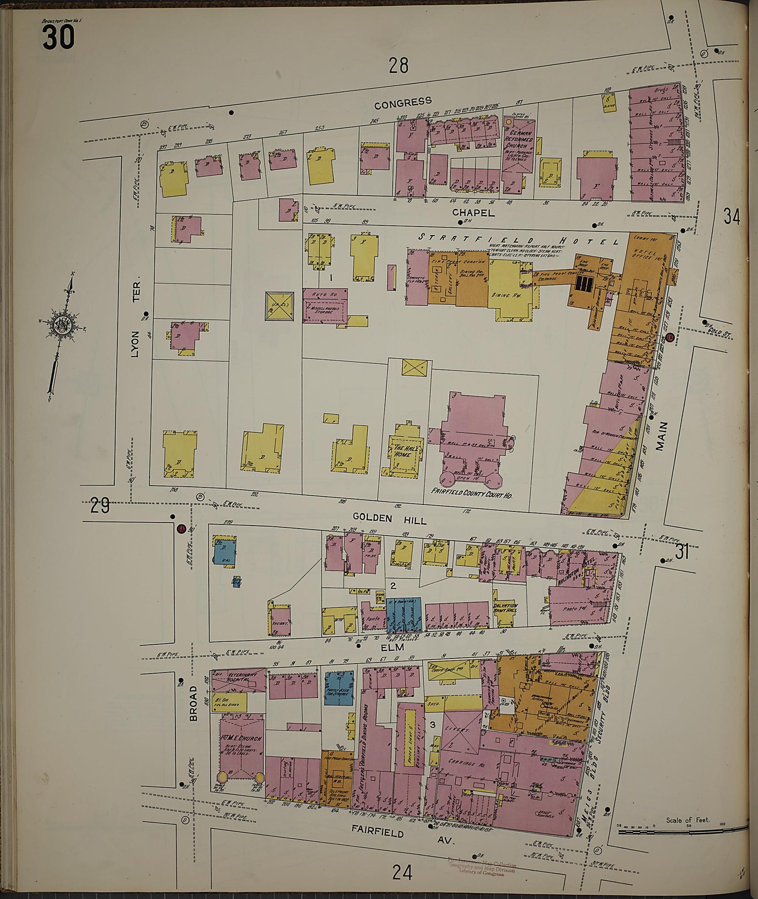 This old map of Bridgeport, Fairfield County, Connecticut was created by Sanborn Map Company in 1913