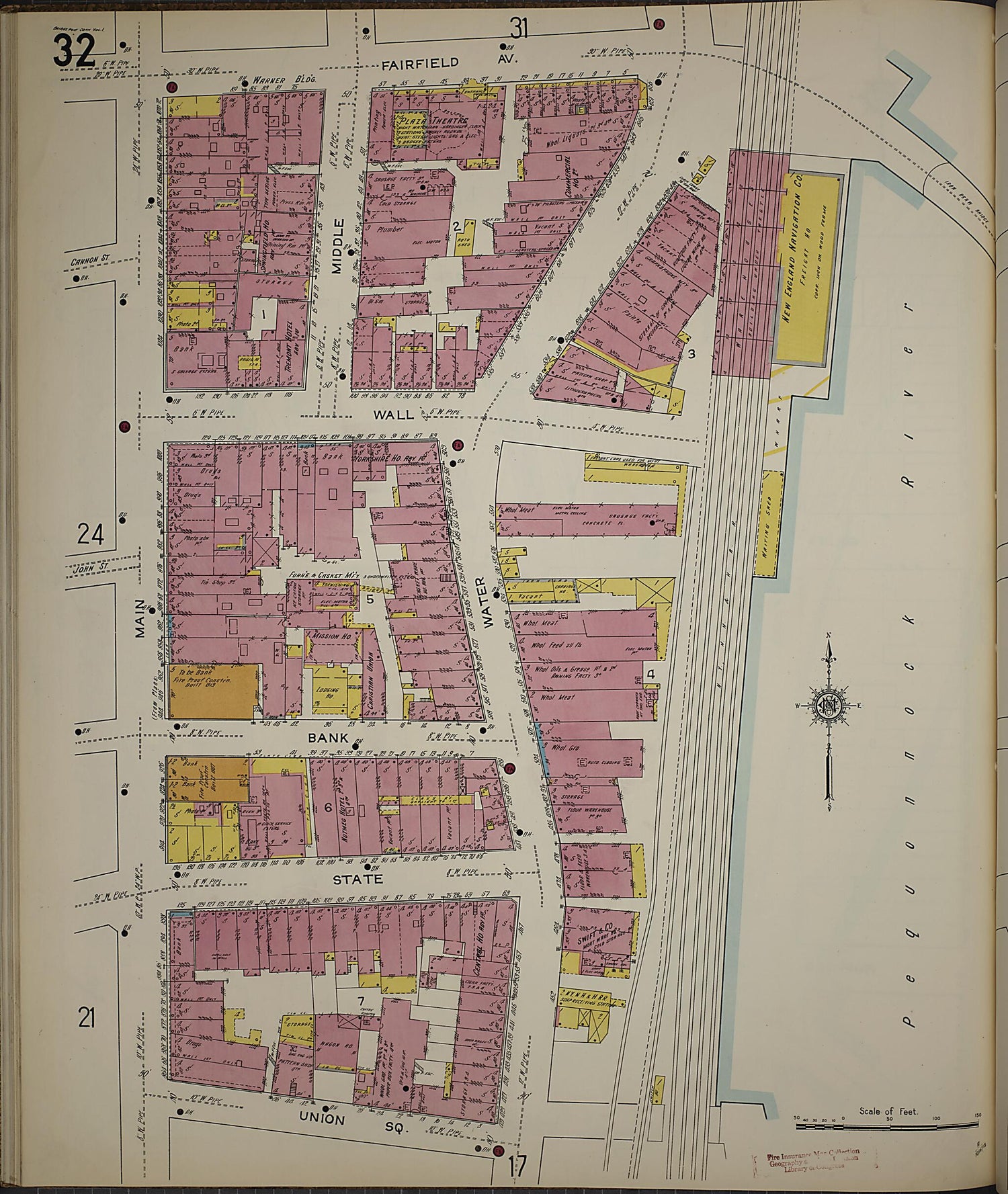 This old map of Bridgeport, Fairfield County, Connecticut was created by Sanborn Map Company in 1913