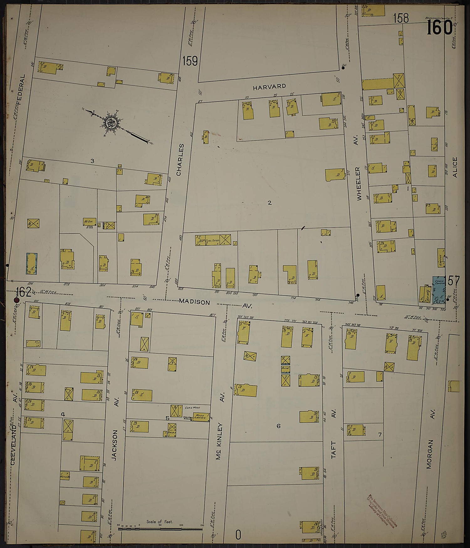 This old map of Bridgeport, Fairfield County, Connecticut was created by Sanborn Map Company in 1913