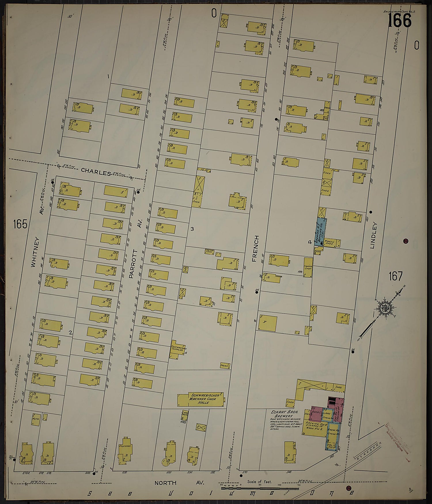 This old map of Bridgeport, Fairfield County, Connecticut was created by Sanborn Map Company in 1913