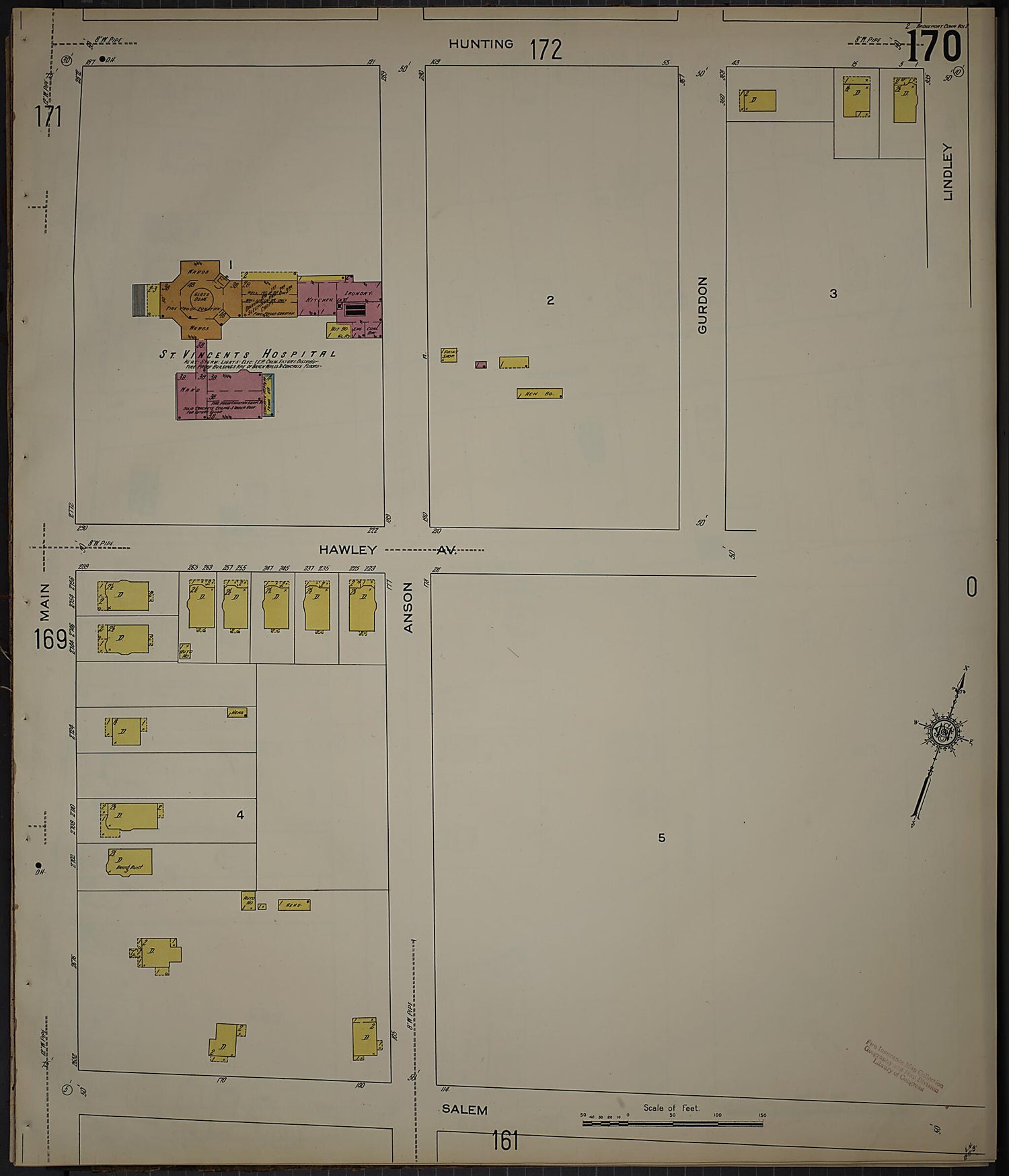This old map of Bridgeport, Fairfield County, Connecticut was created by Sanborn Map Company in 1913