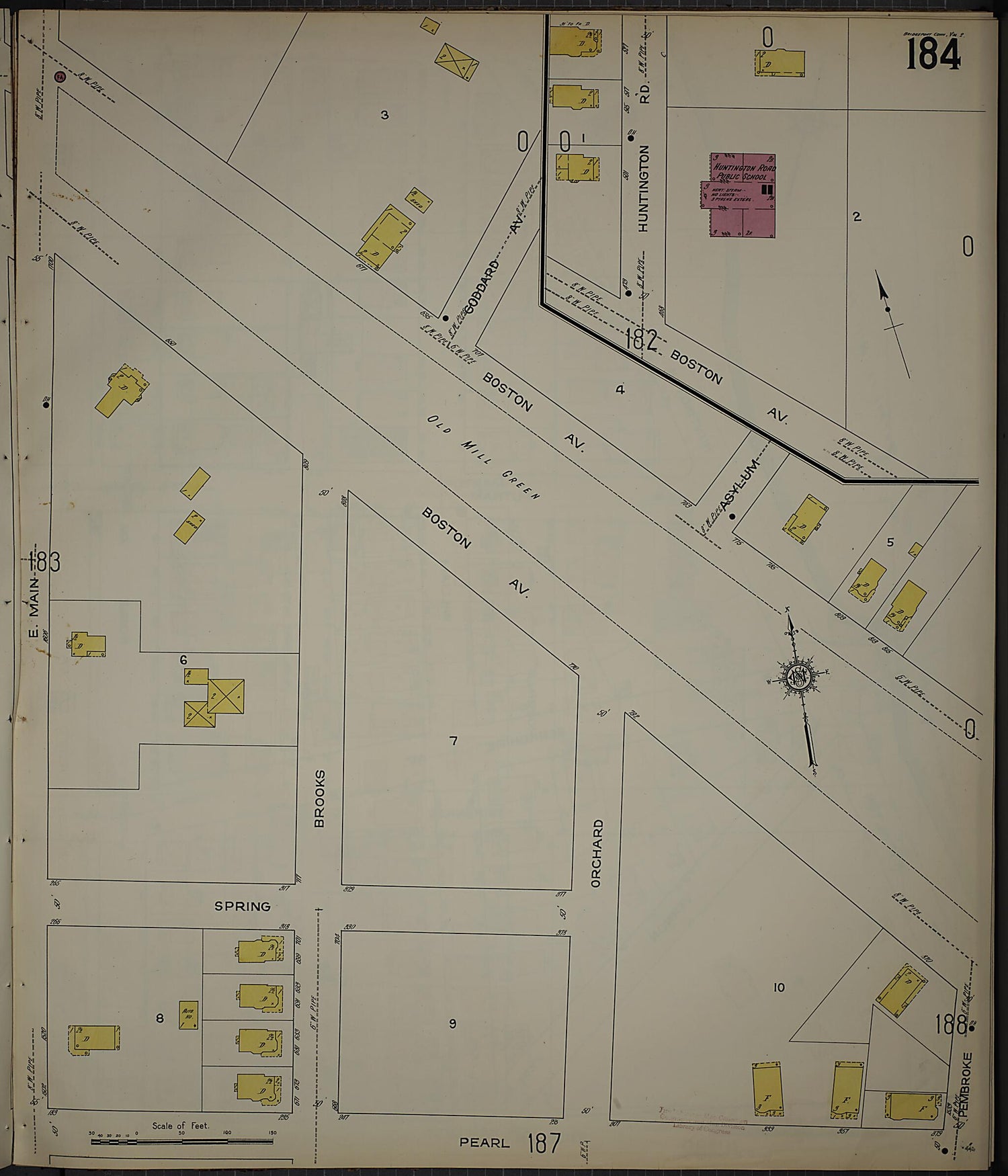 This old map of Bridgeport, Fairfield County, Connecticut was created by Sanborn Map Company in 1913