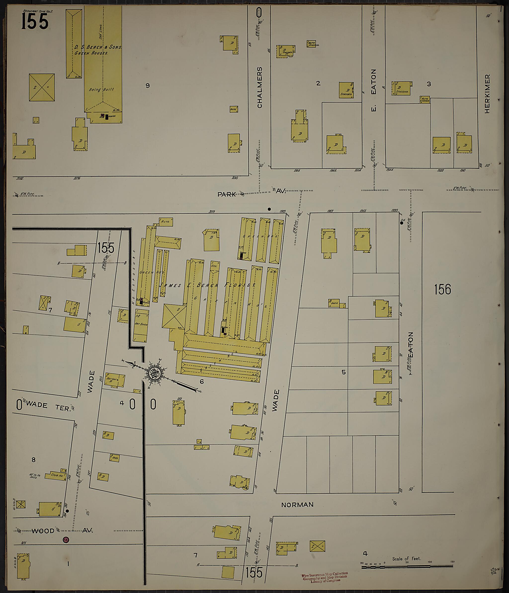 This old map of Bridgeport, Fairfield County, Connecticut was created by Sanborn Map Company in 1913