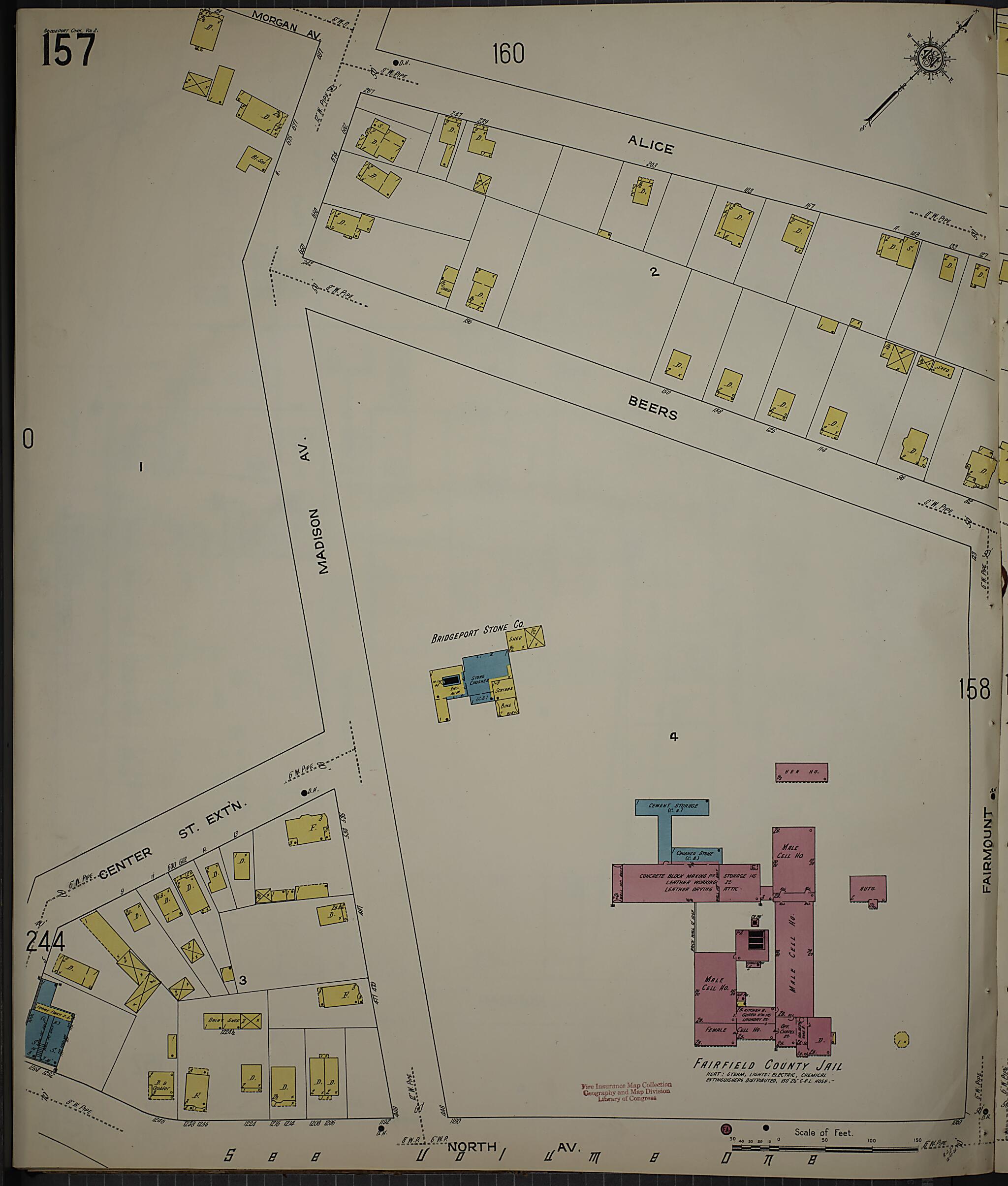This old map of Bridgeport, Fairfield County, Connecticut was created by Sanborn Map Company in 1913