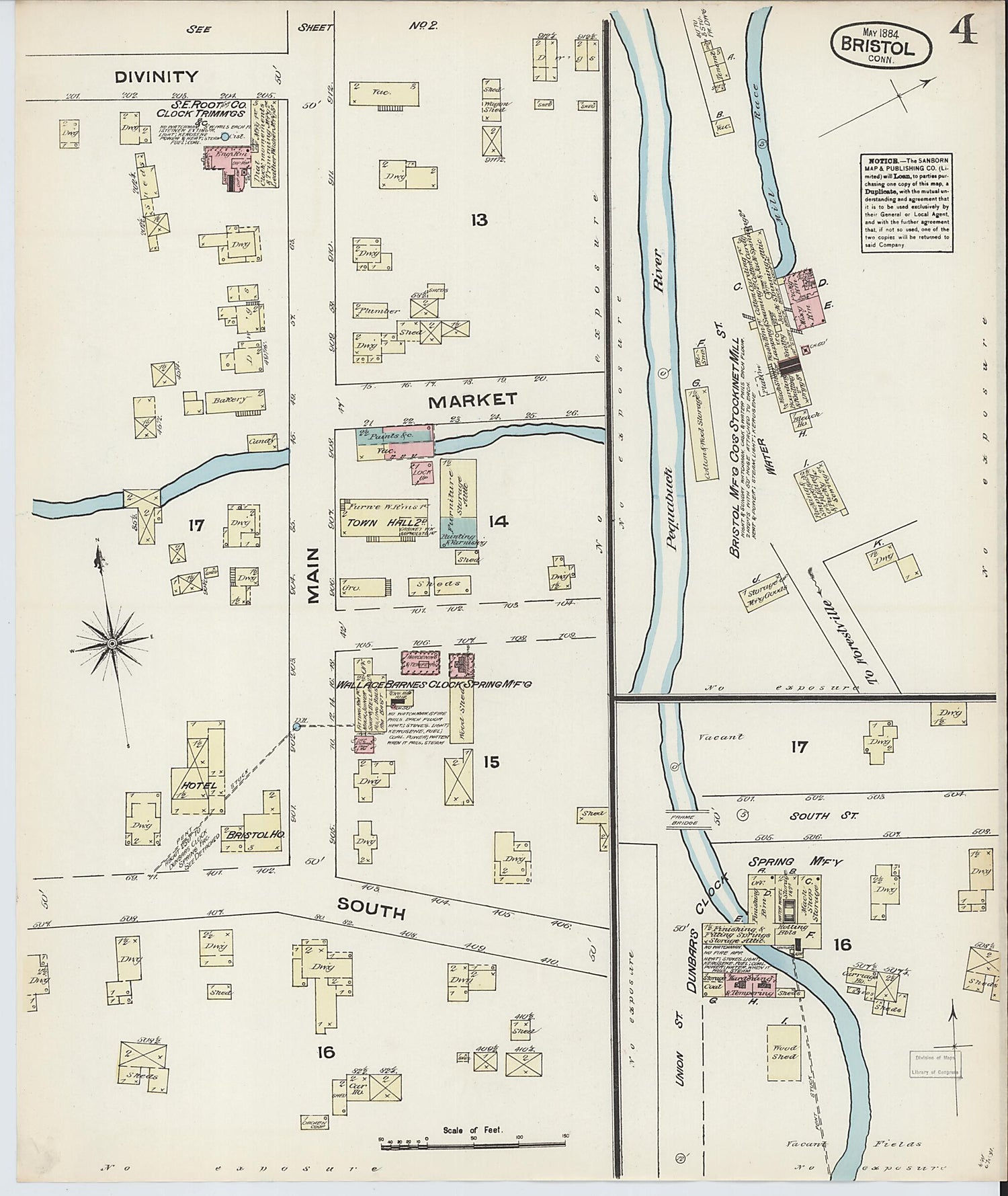 This old map of Bristol, Hartford County, Connecticut was created by Sanborn Map Company in 1884