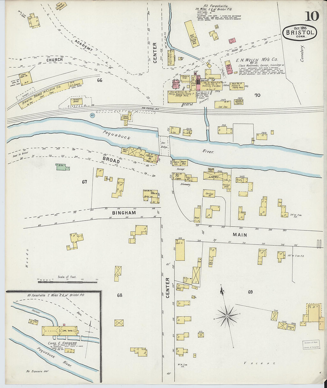 This old map of Forestville, Hartford County, Connecticut was created by Sanborn Map Company in 1895