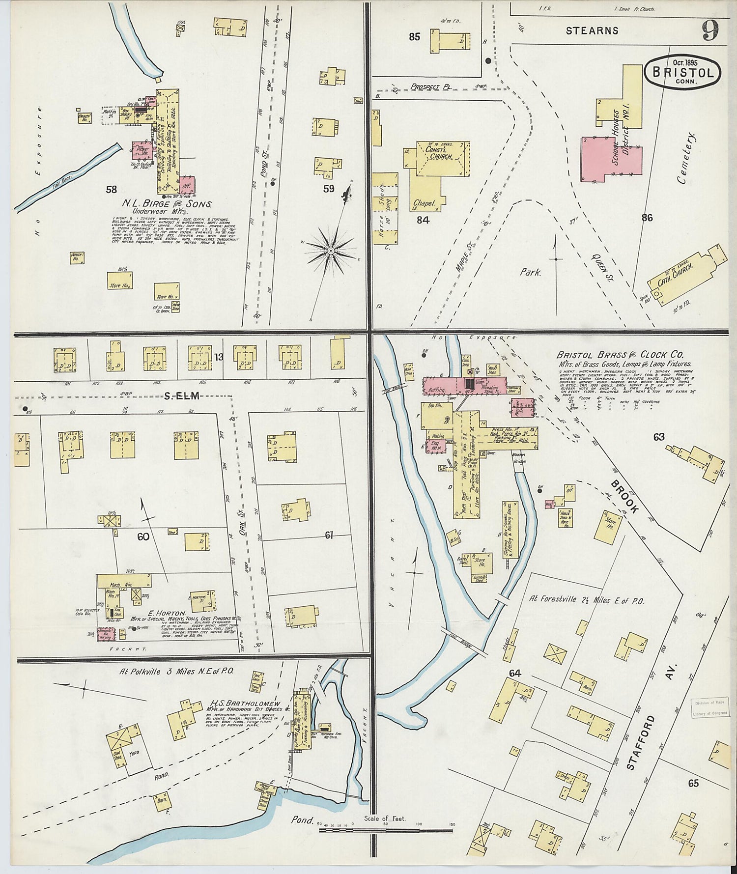 This old map of Forestville, Hartford County, Connecticut was created by Sanborn Map Company in 1895