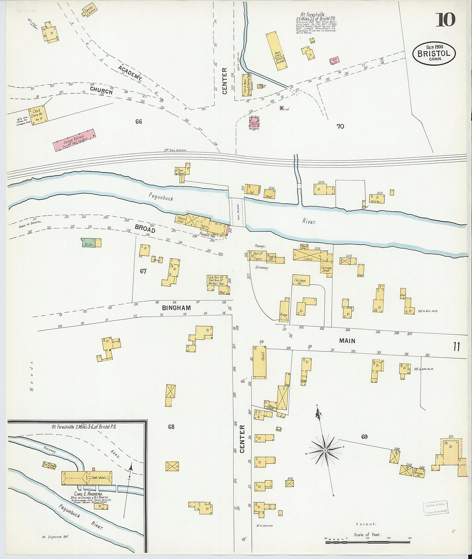 This old map of Forestville, Hartford County, Connecticut was created by Sanborn Map Company in 1900
