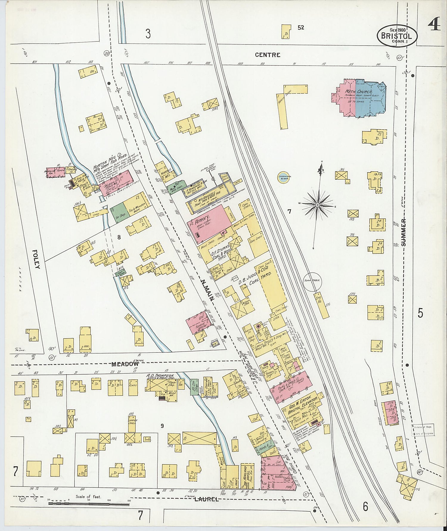 This old map of Forestville, Hartford County, Connecticut was created by Sanborn Map Company in 1900