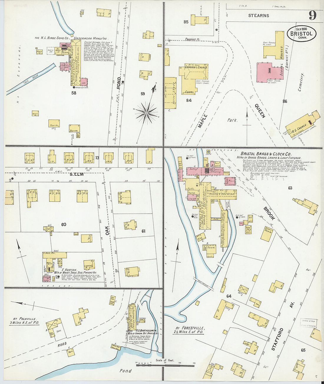 This old map of Forestville, Hartford County, Connecticut was created by Sanborn Map Company in 1900