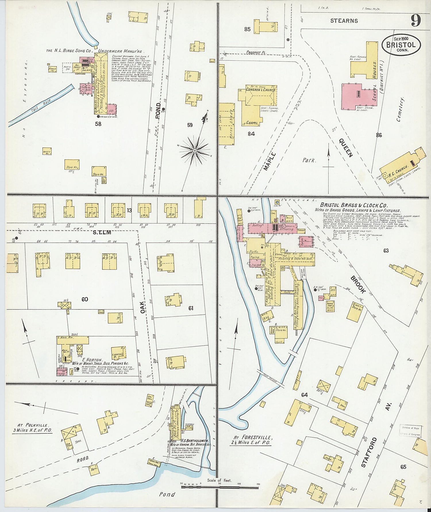 This old map of Forestville, Hartford County, Connecticut was created by Sanborn Map Company in 1900