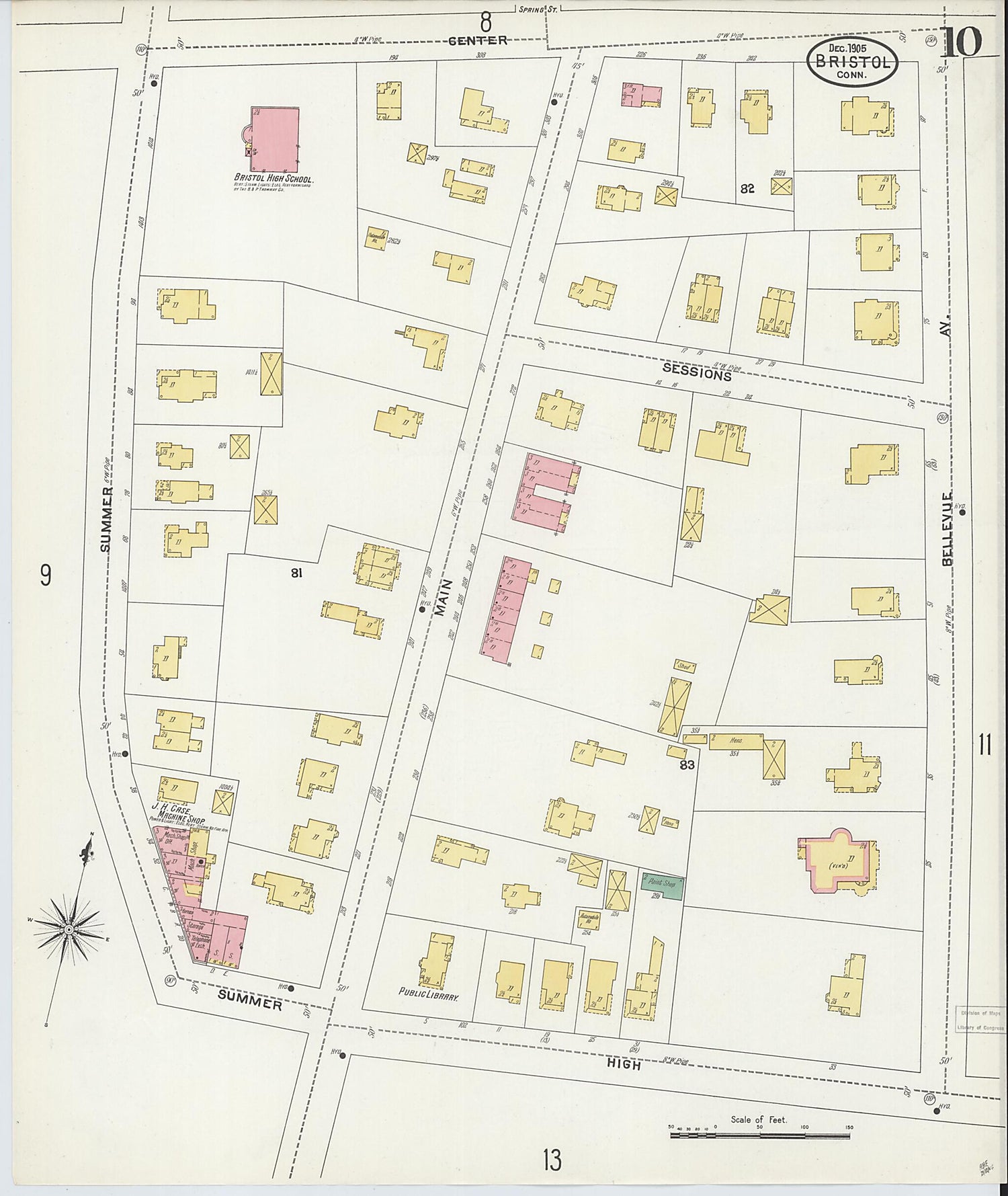 This old map of Bristol, Hartford County, Connecticut was created by Sanborn Map Company in 1905