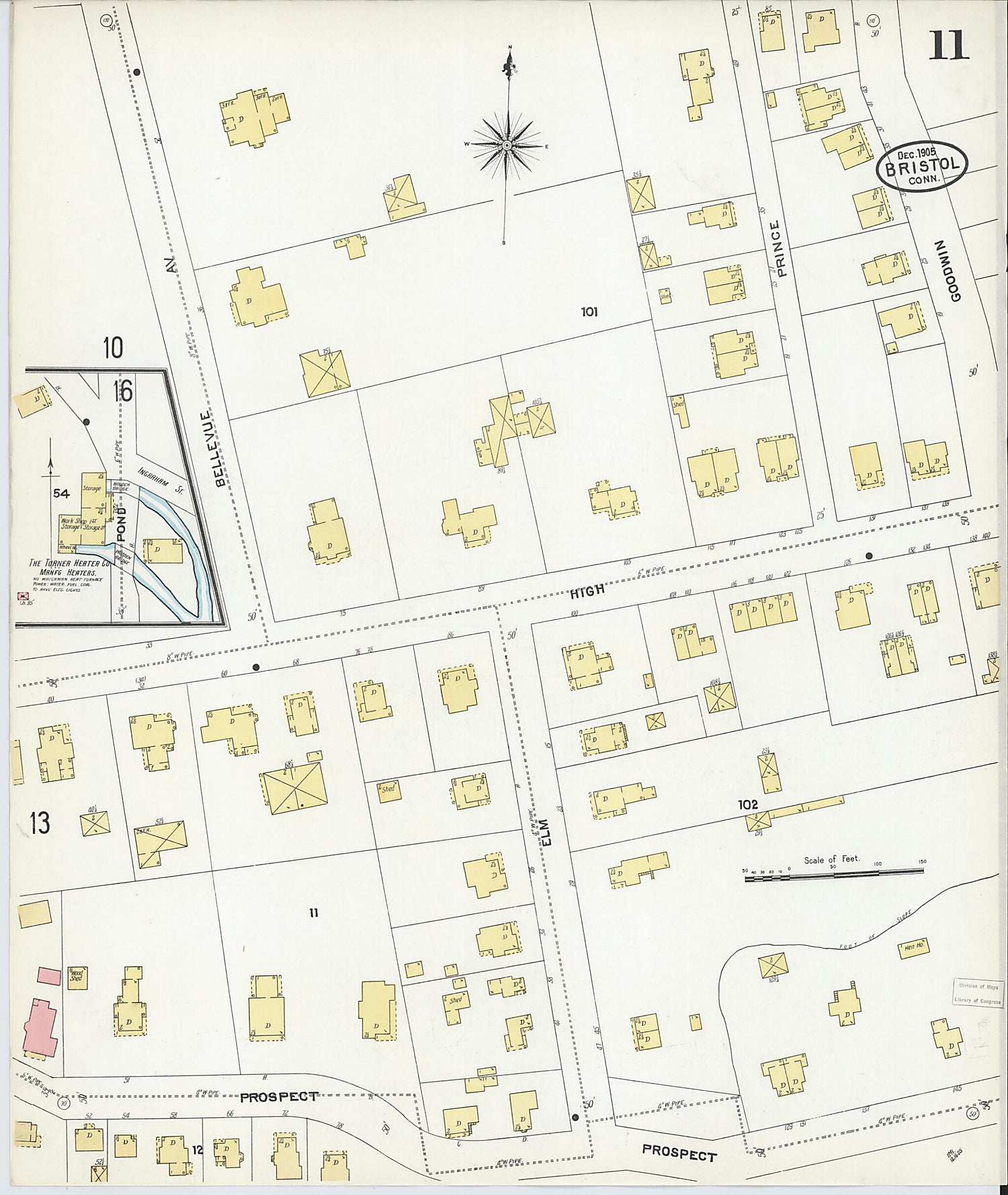 This old map of Bristol, Hartford County, Connecticut was created by Sanborn Map Company in 1905