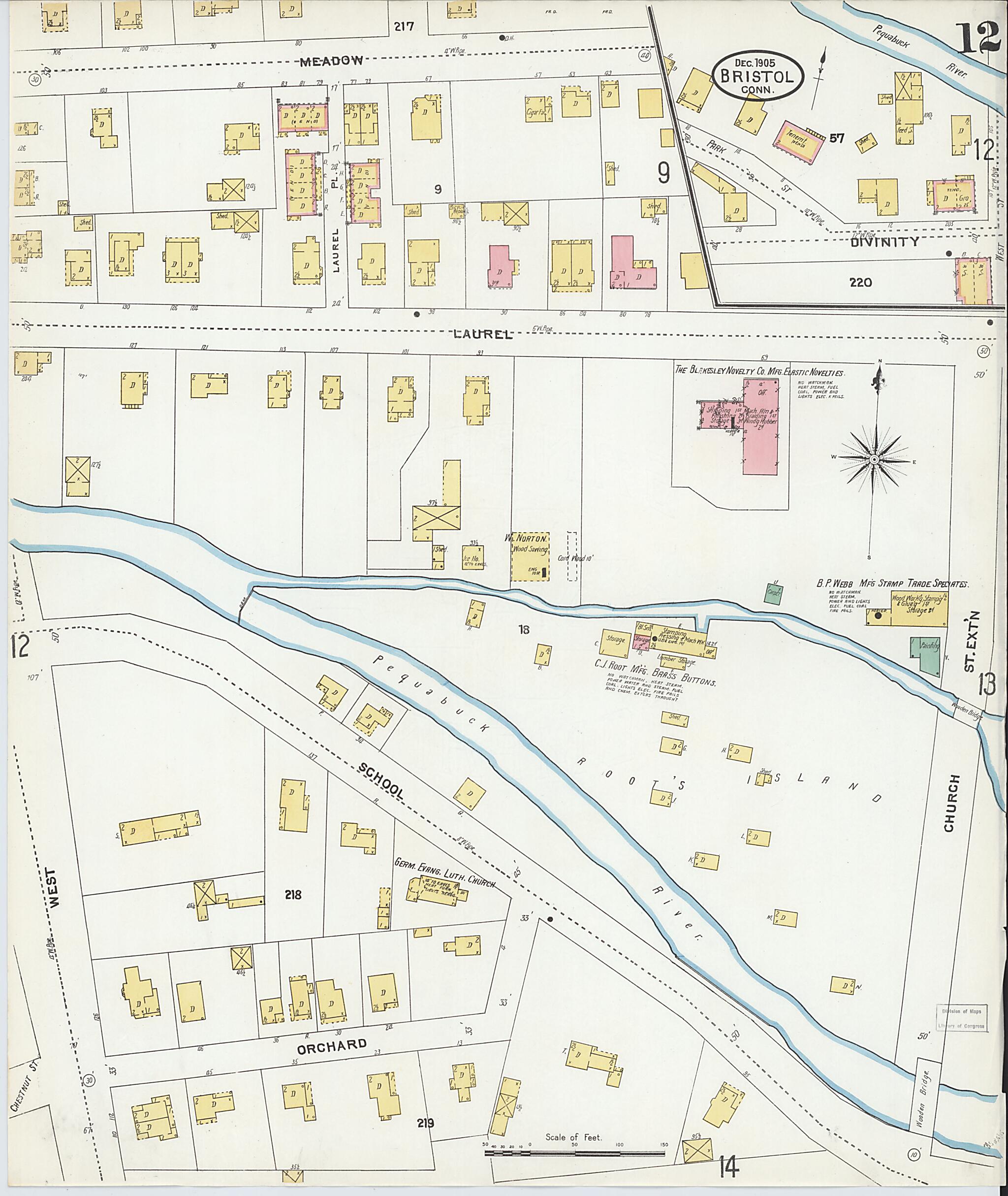 This old map of Bristol, Hartford County, Connecticut was created by Sanborn Map Company in 1905