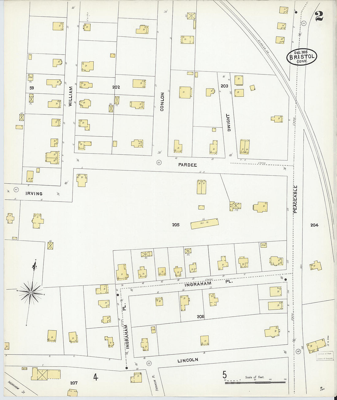 This old map of Bristol, Hartford County, Connecticut was created by Sanborn Map Company in 1905