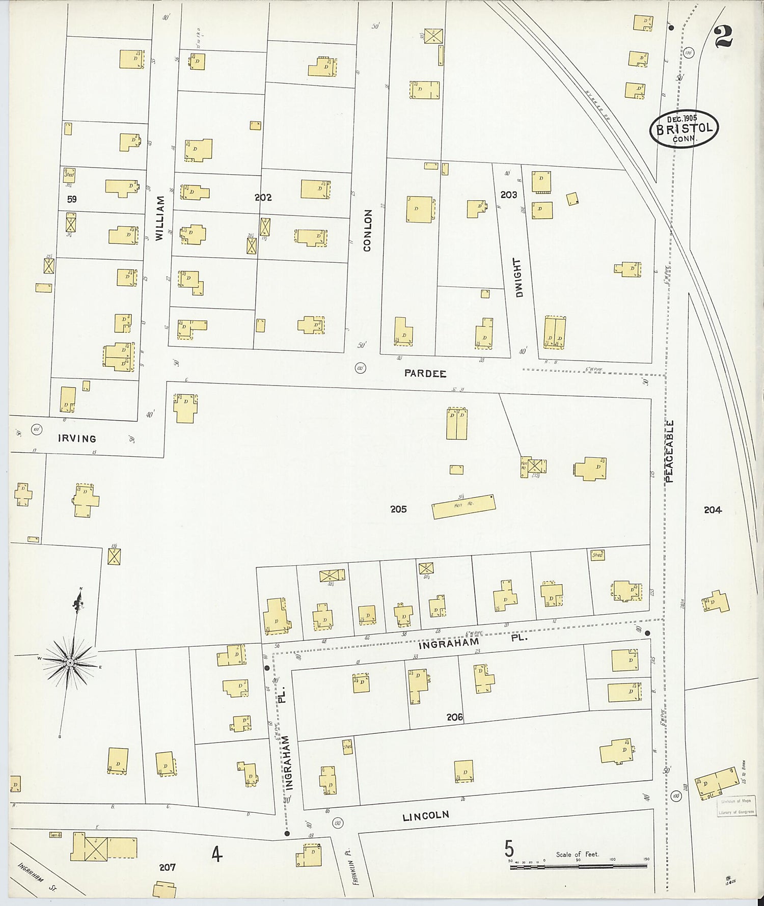 This old map of Bristol, Hartford County, Connecticut was created by Sanborn Map Company in 1905