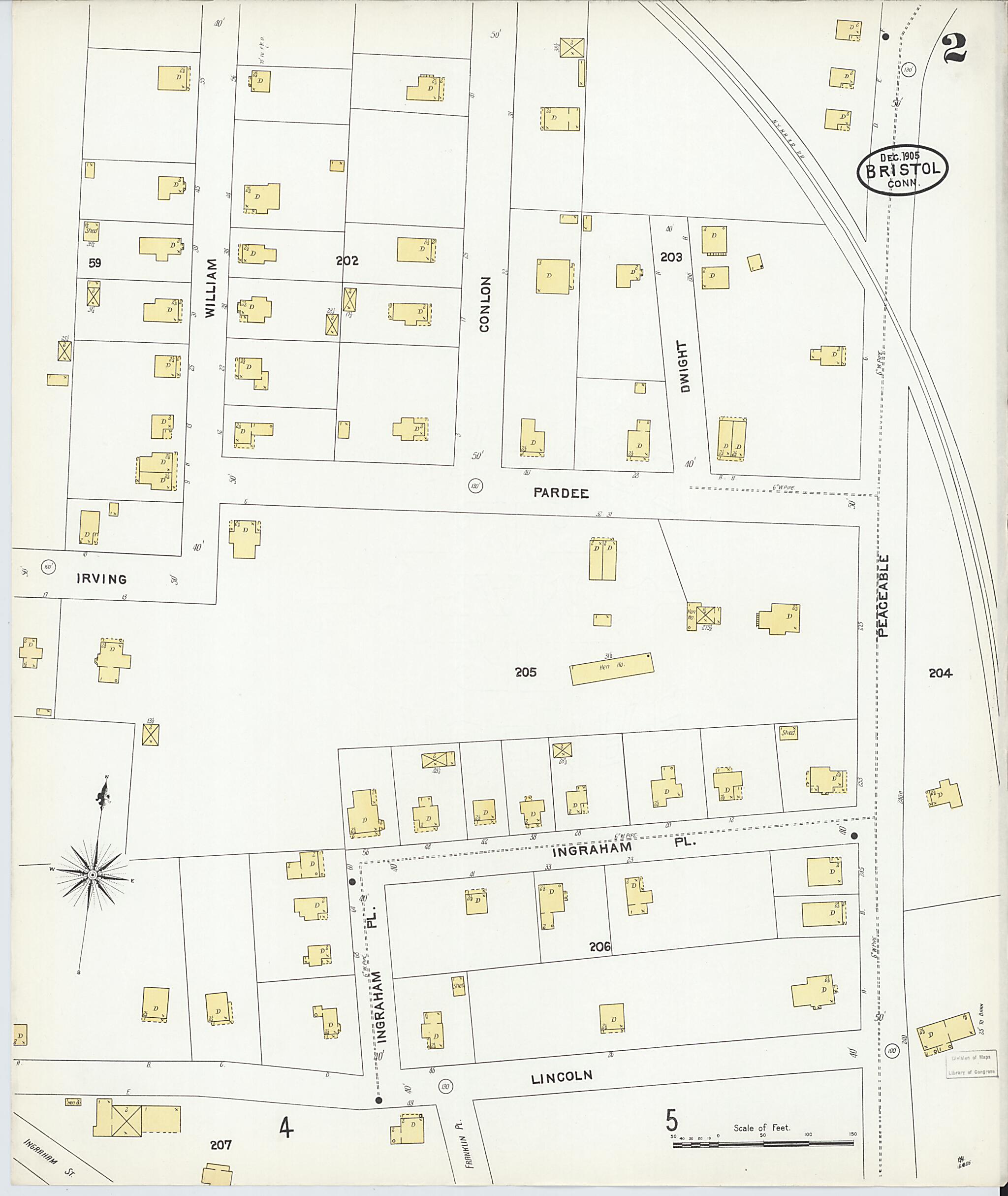 This old map of Bristol, Hartford County, Connecticut was created by Sanborn Map Company in 1905