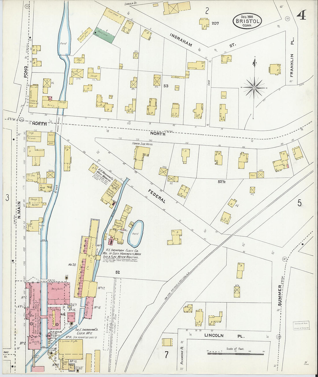 This old map of Bristol, Hartford County, Connecticut was created by Sanborn Map Company in 1905
