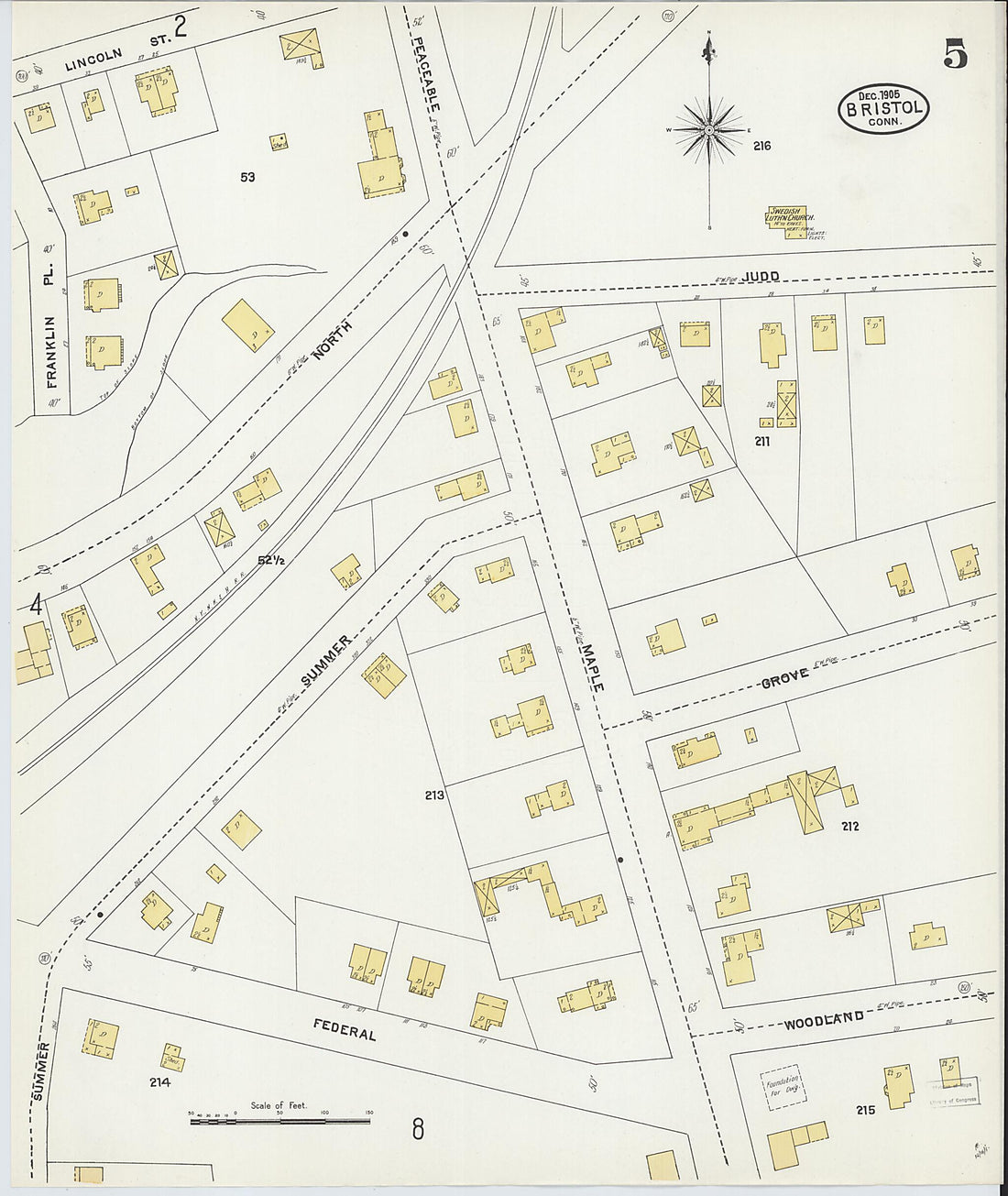 This old map of Bristol, Hartford County, Connecticut was created by Sanborn Map Company in 1905