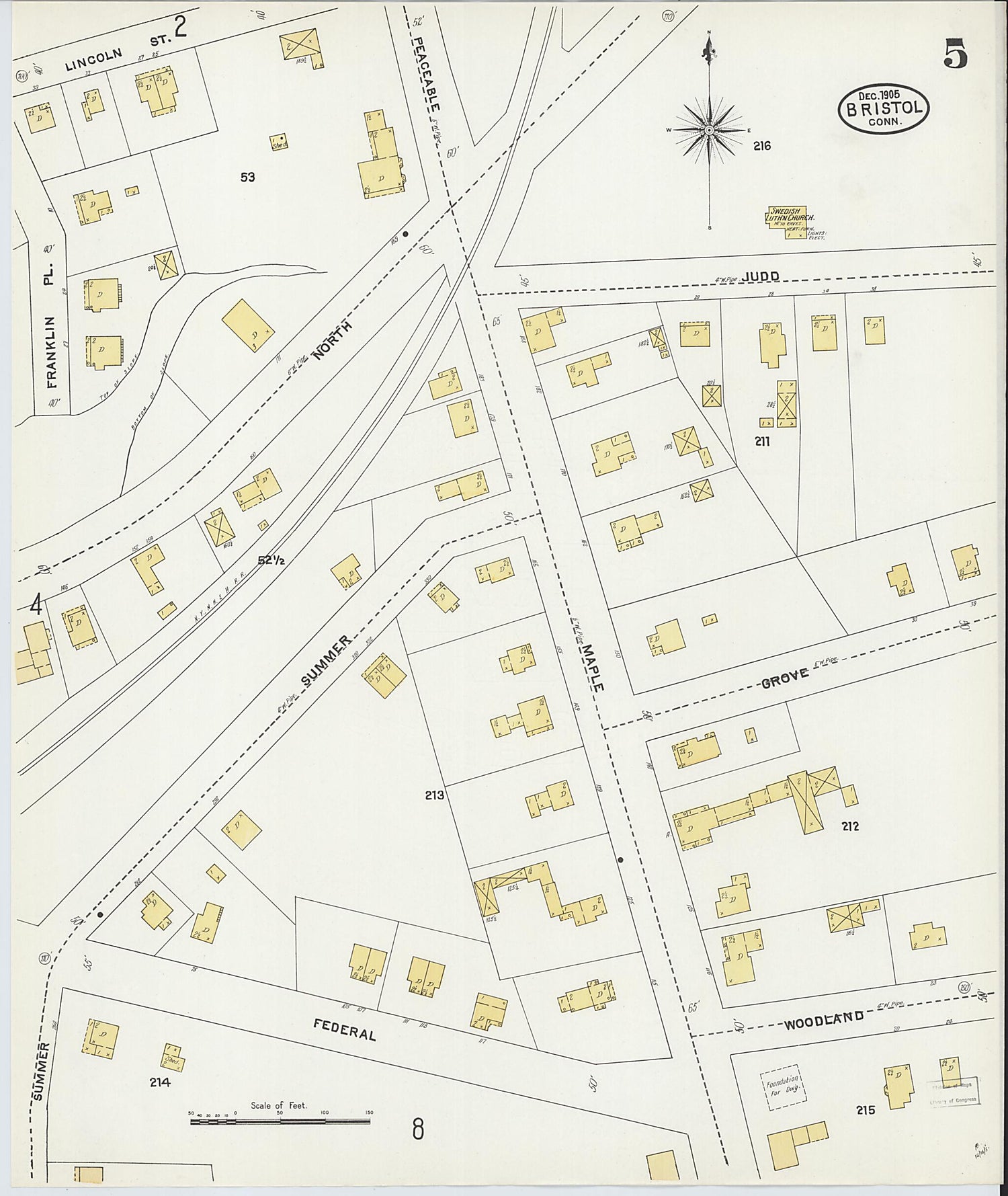 This old map of Bristol, Hartford County, Connecticut was created by Sanborn Map Company in 1905