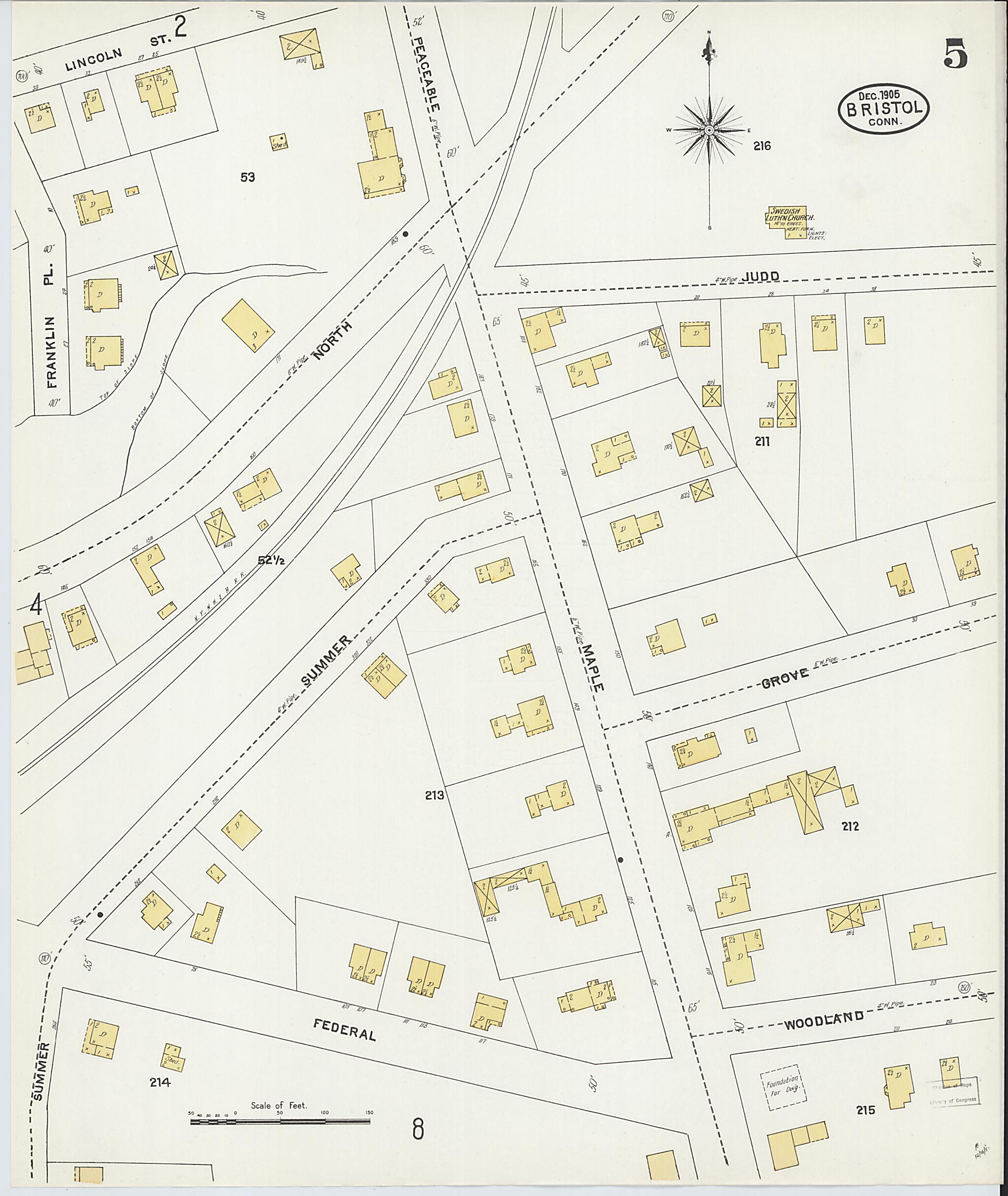This old map of Bristol, Hartford County, Connecticut was created by Sanborn Map Company in 1905
