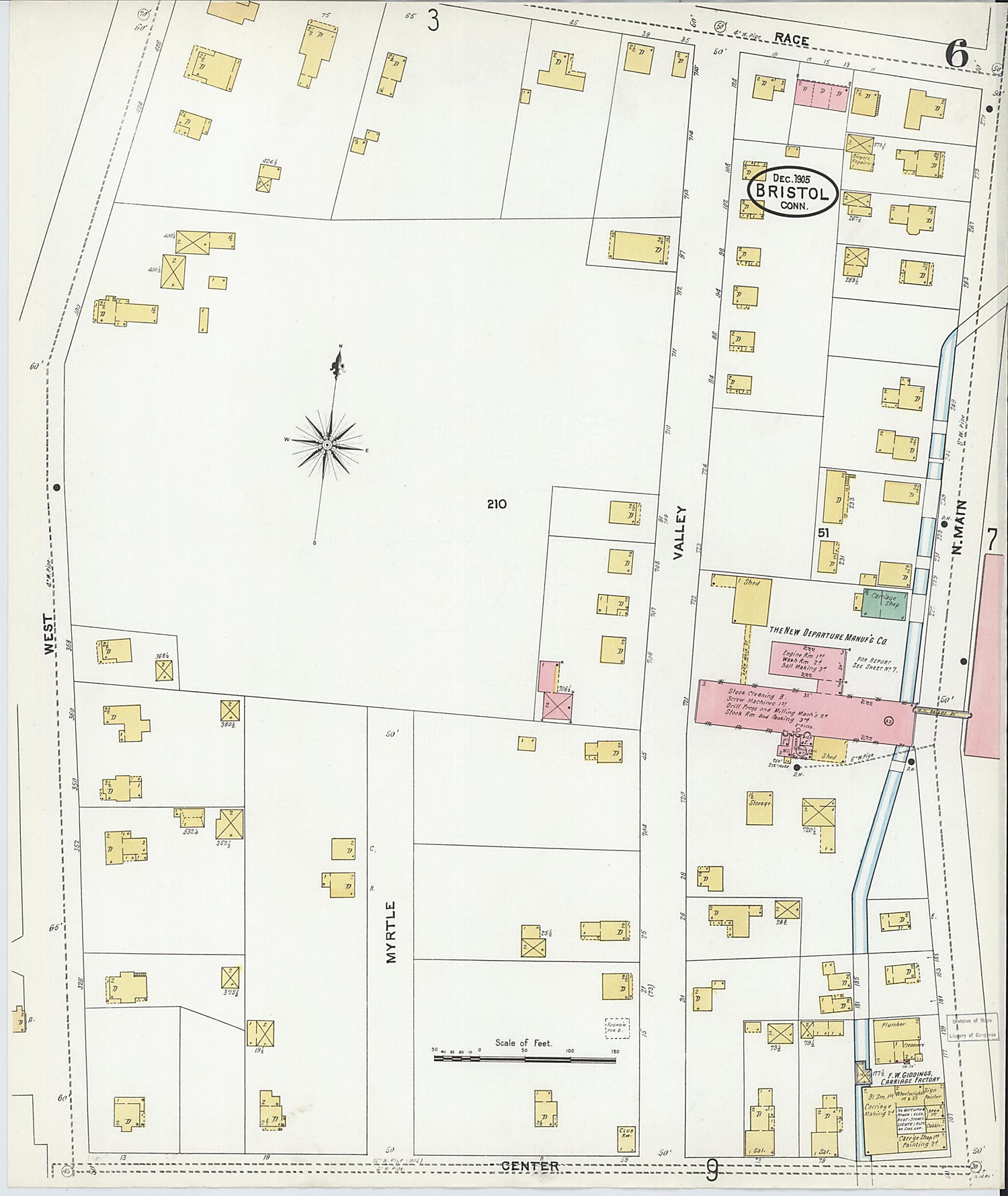 This old map of Bristol, Hartford County, Connecticut was created by Sanborn Map Company in 1905