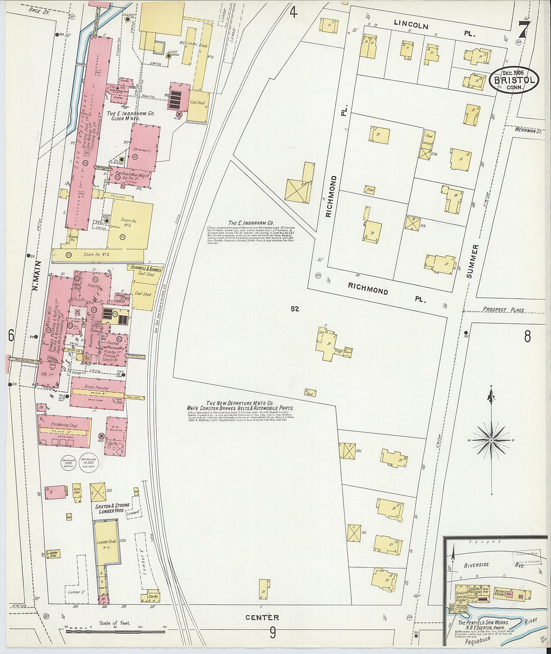 This old map of Bristol, Hartford County, Connecticut was created by Sanborn Map Company in 1905