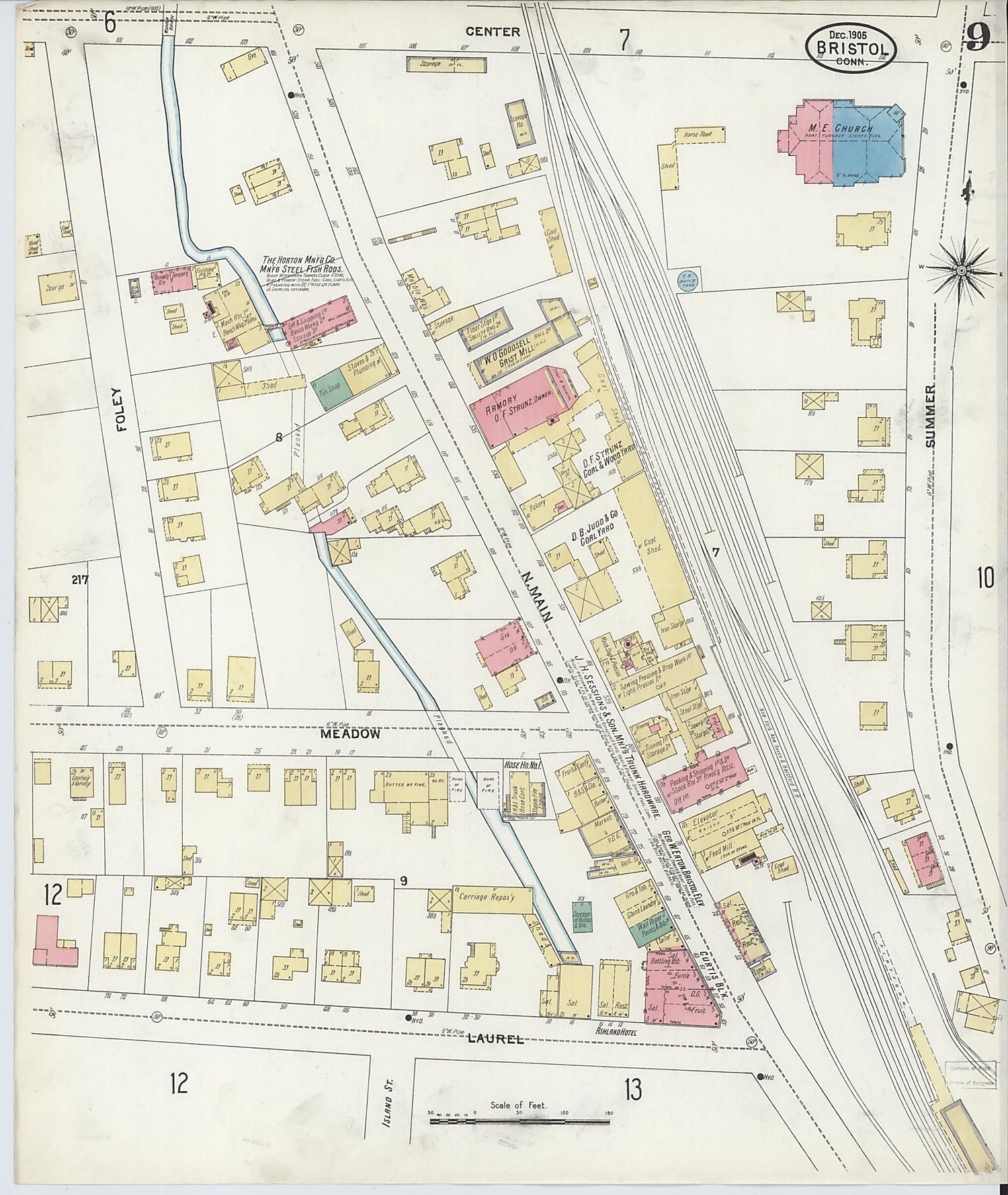 This old map of Bristol, Hartford County, Connecticut was created by Sanborn Map Company in 1905