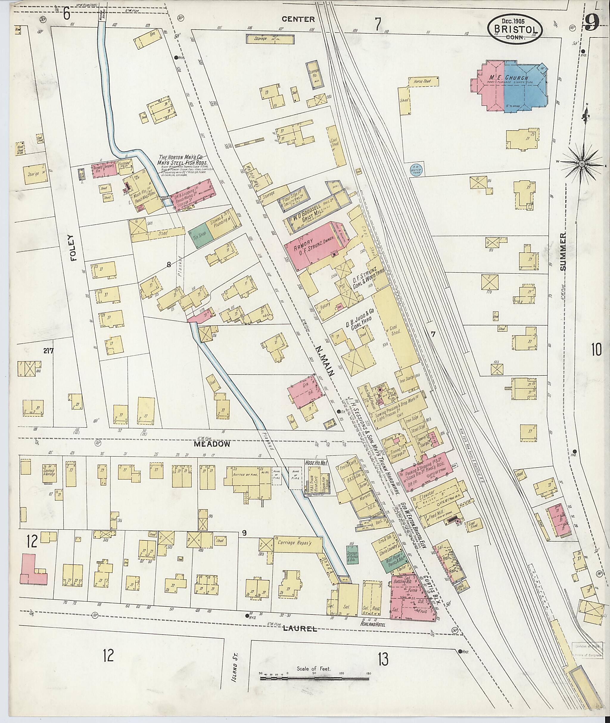 This old map of Bristol, Hartford County, Connecticut was created by Sanborn Map Company in 1905