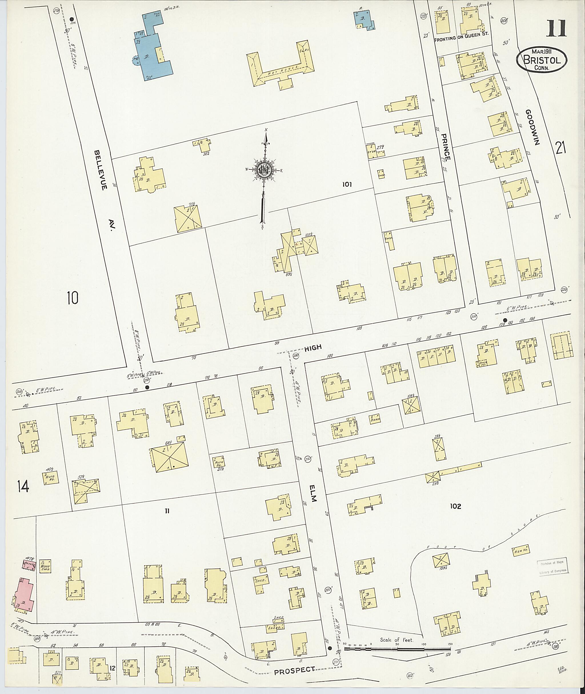 This old map of Bristol, Hartford County, Connecticut was created by Sanborn Map Company in 1911