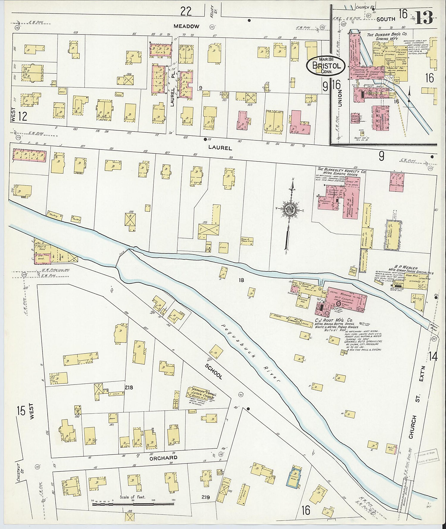 This old map of Bristol, Hartford County, Connecticut was created by Sanborn Map Company in 1911