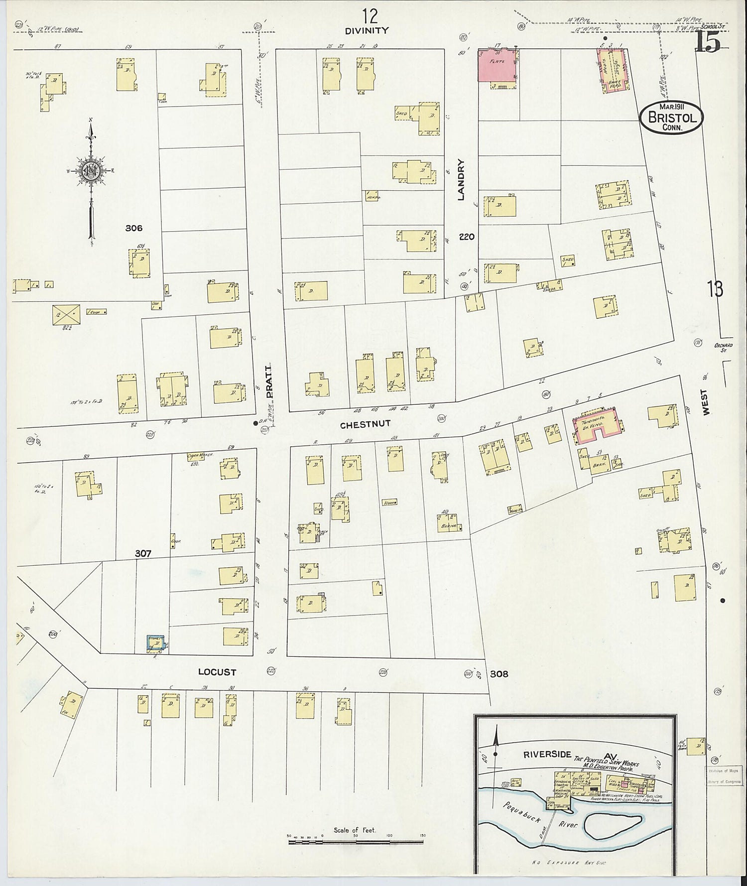 This old map of Bristol, Hartford County, Connecticut was created by Sanborn Map Company in 1911