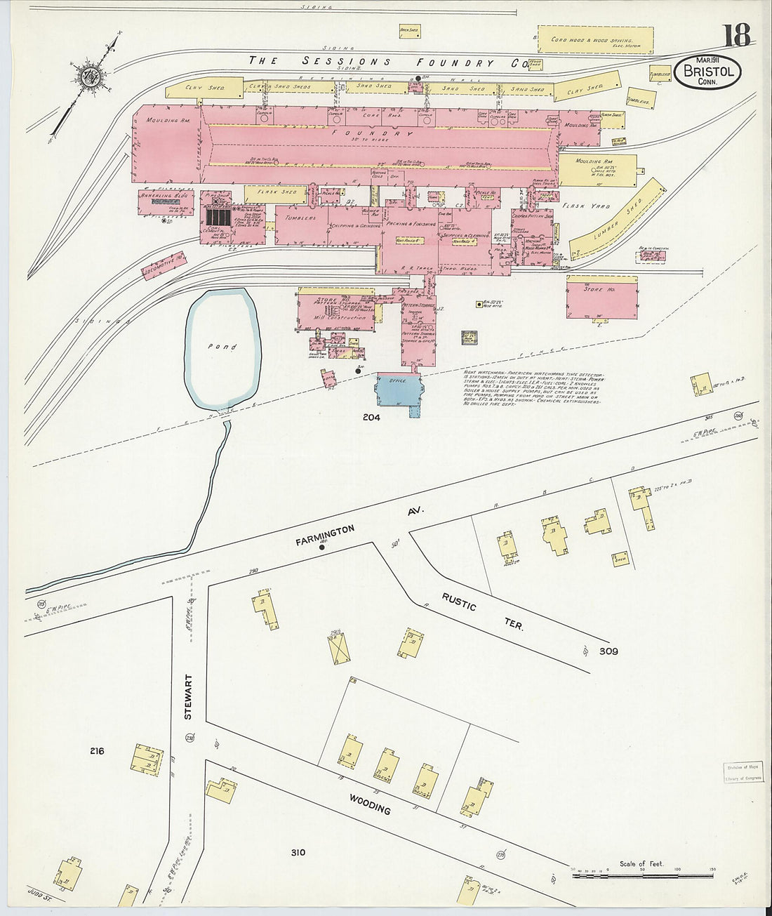 This old map of Bristol, Hartford County, Connecticut was created by Sanborn Map Company in 1911