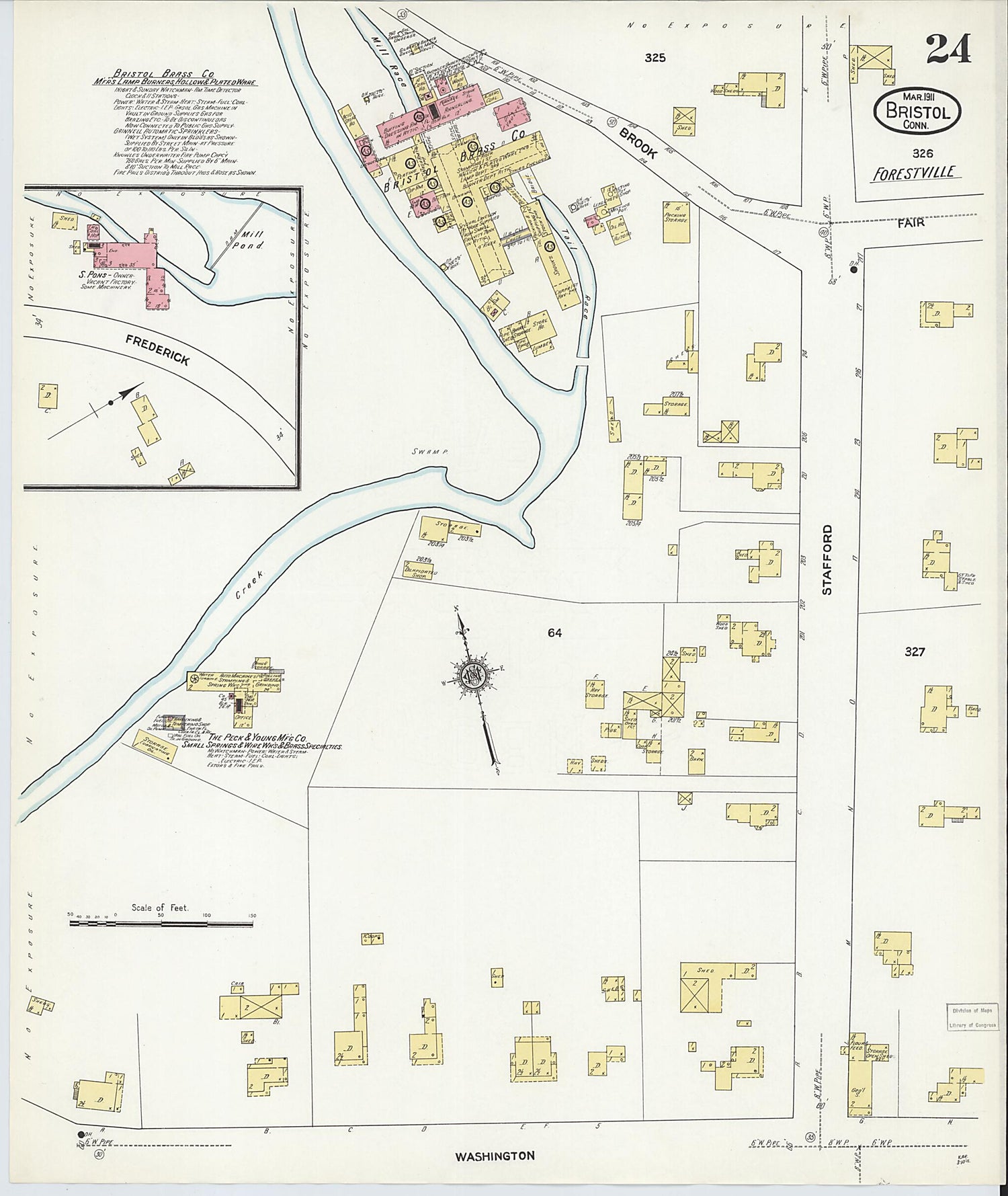 This old map of Bristol, Hartford County, Connecticut was created by Sanborn Map Company in 1911