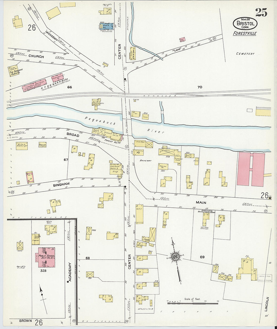This old map of Bristol, Hartford County, Connecticut was created by Sanborn Map Company in 1911