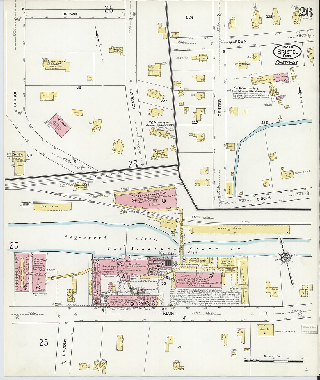 This old map of Bristol, Hartford County, Connecticut was created by Sanborn Map Company in 1911