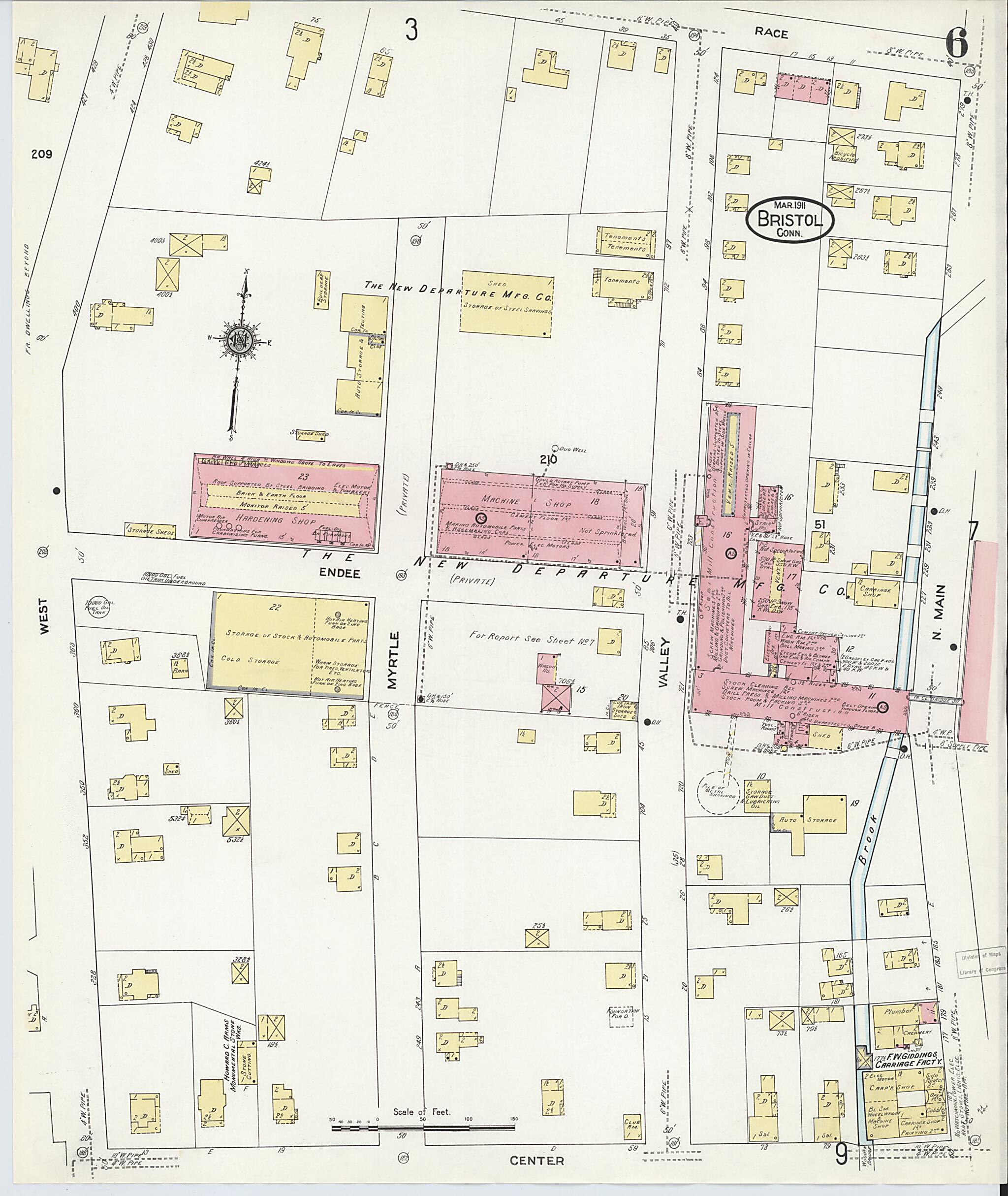 This old map of Bristol, Hartford County, Connecticut was created by Sanborn Map Company in 1911