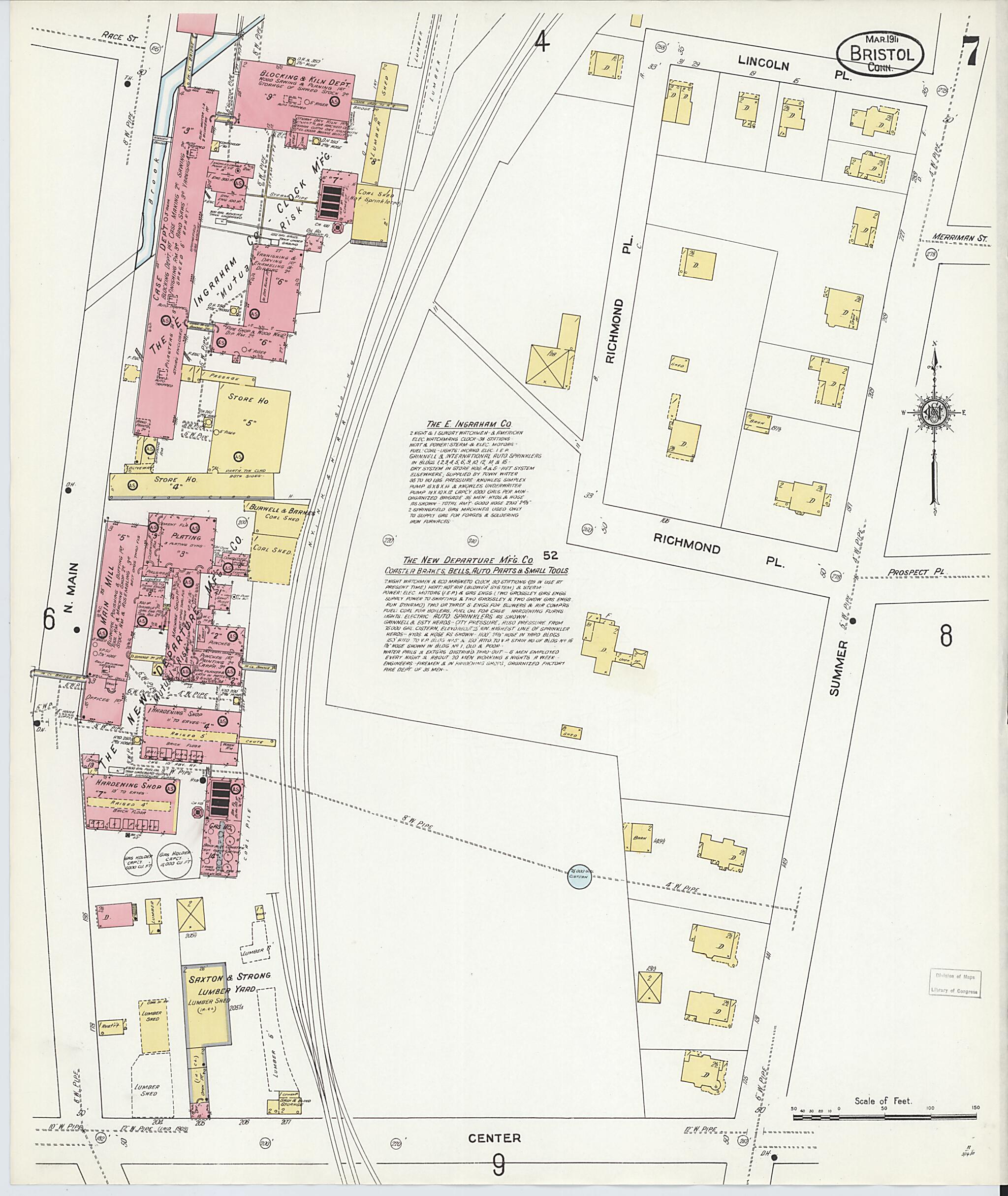 This old map of Bristol, Hartford County, Connecticut was created by Sanborn Map Company in 1911