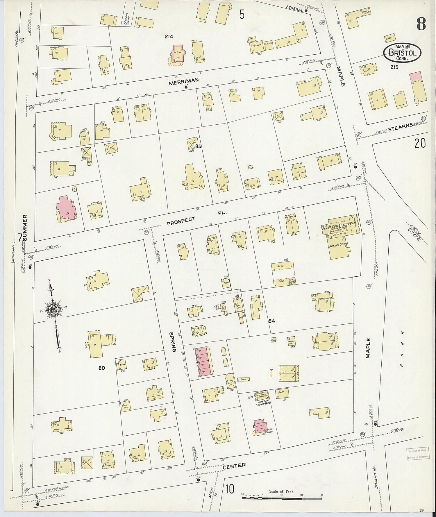 This old map of Bristol, Hartford County, Connecticut was created by Sanborn Map Company in 1911