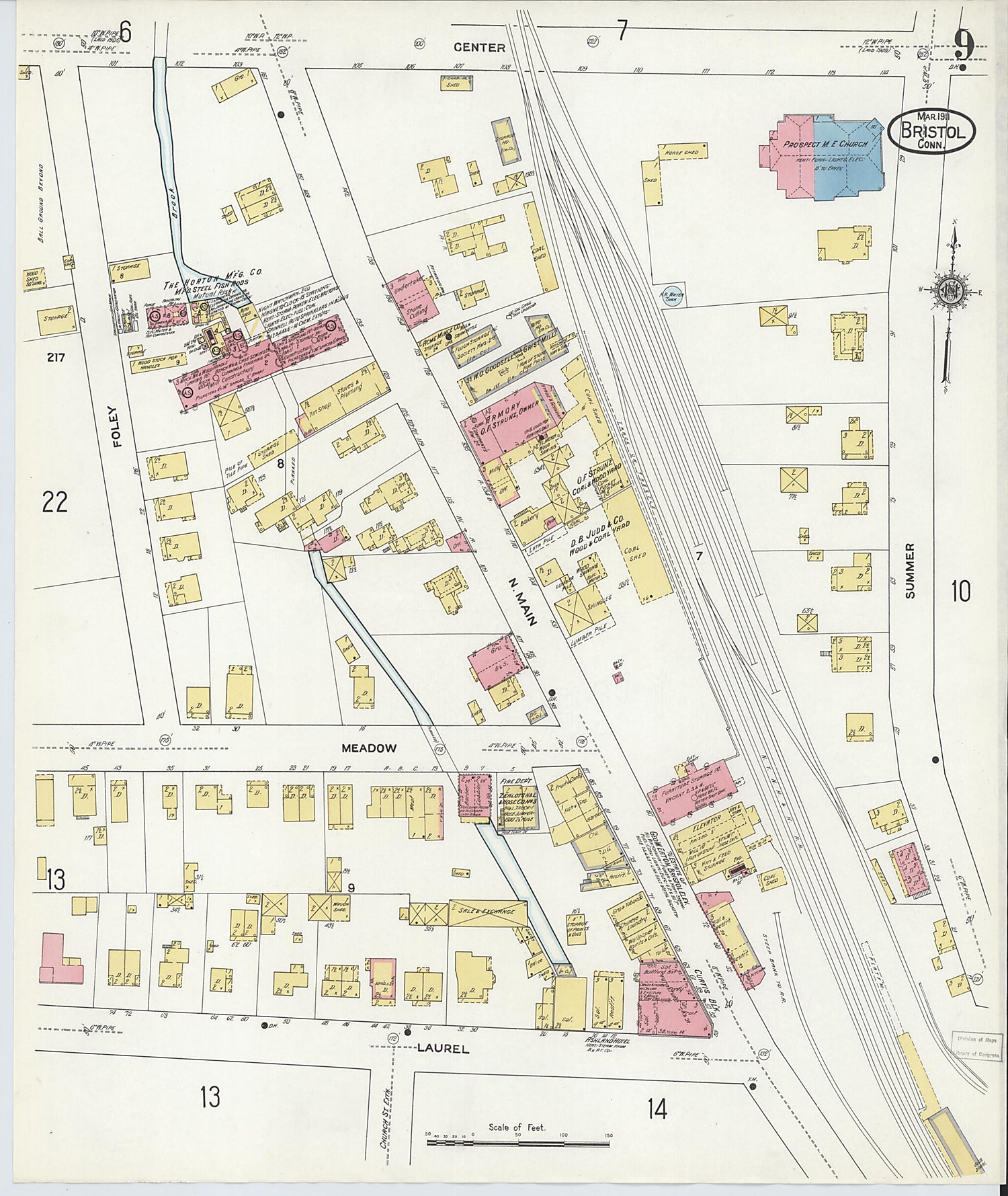 This old map of Bristol, Hartford County, Connecticut was created by Sanborn Map Company in 1911