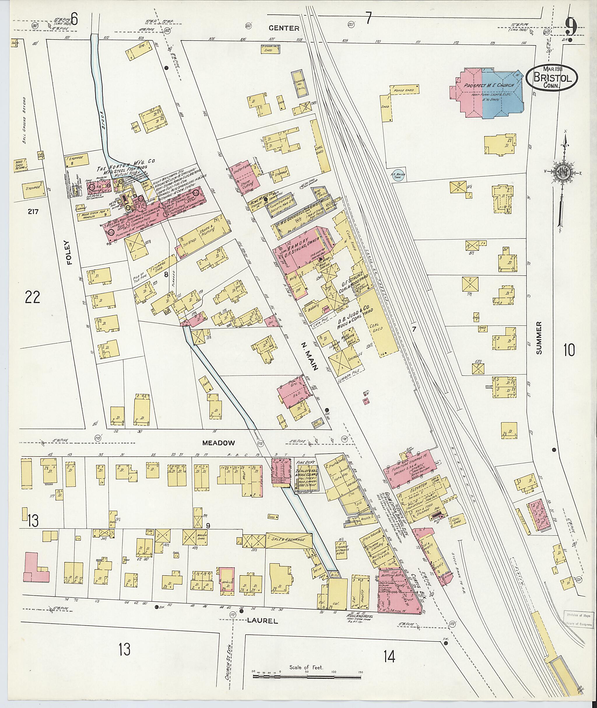 This old map of Bristol, Hartford County, Connecticut was created by Sanborn Map Company in 1911
