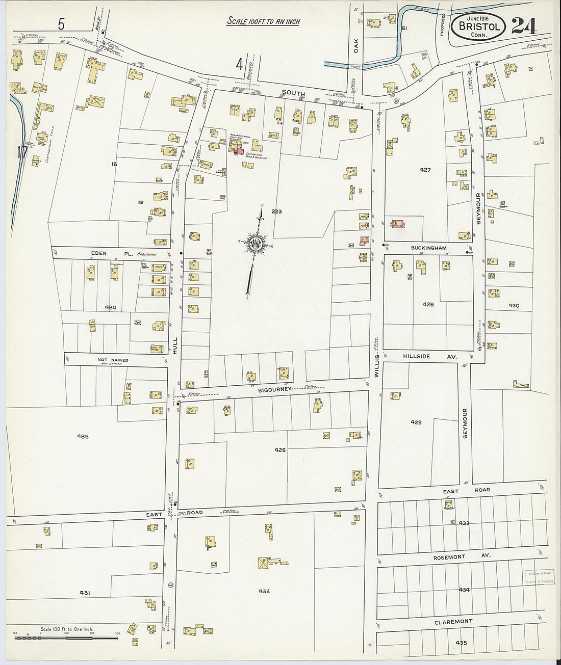 This old map of Bristol, Hartford County, Connecticut was created by Sanborn Map Company in 1916