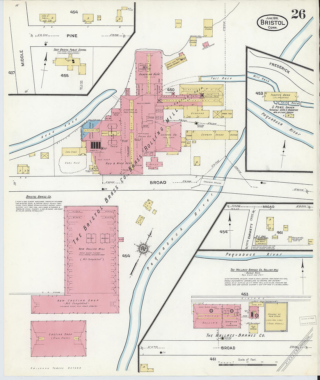 This old map of Bristol, Hartford County, Connecticut was created by Sanborn Map Company in 1916