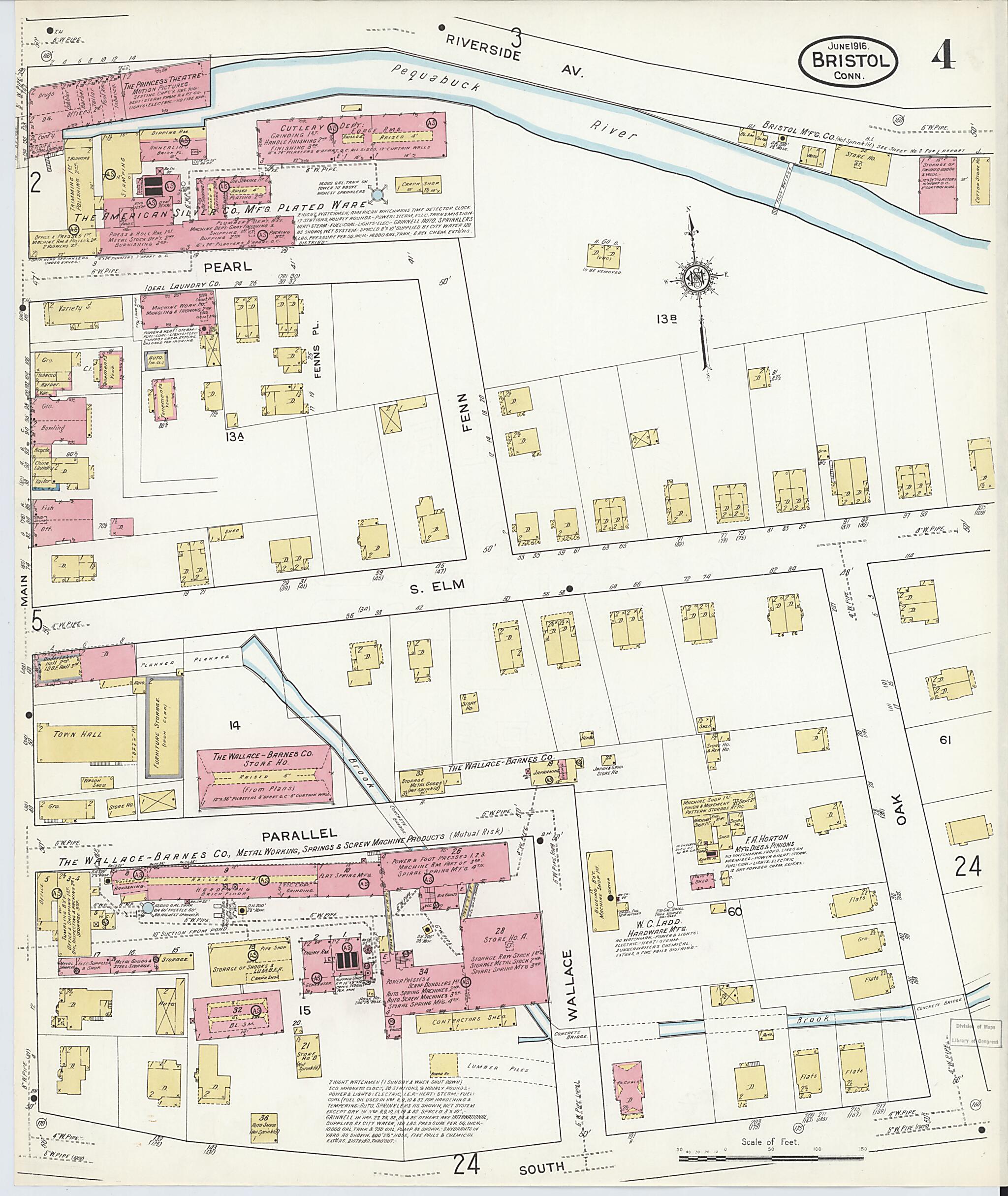 This old map of Bristol, Hartford County, Connecticut was created by Sanborn Map Company in 1916