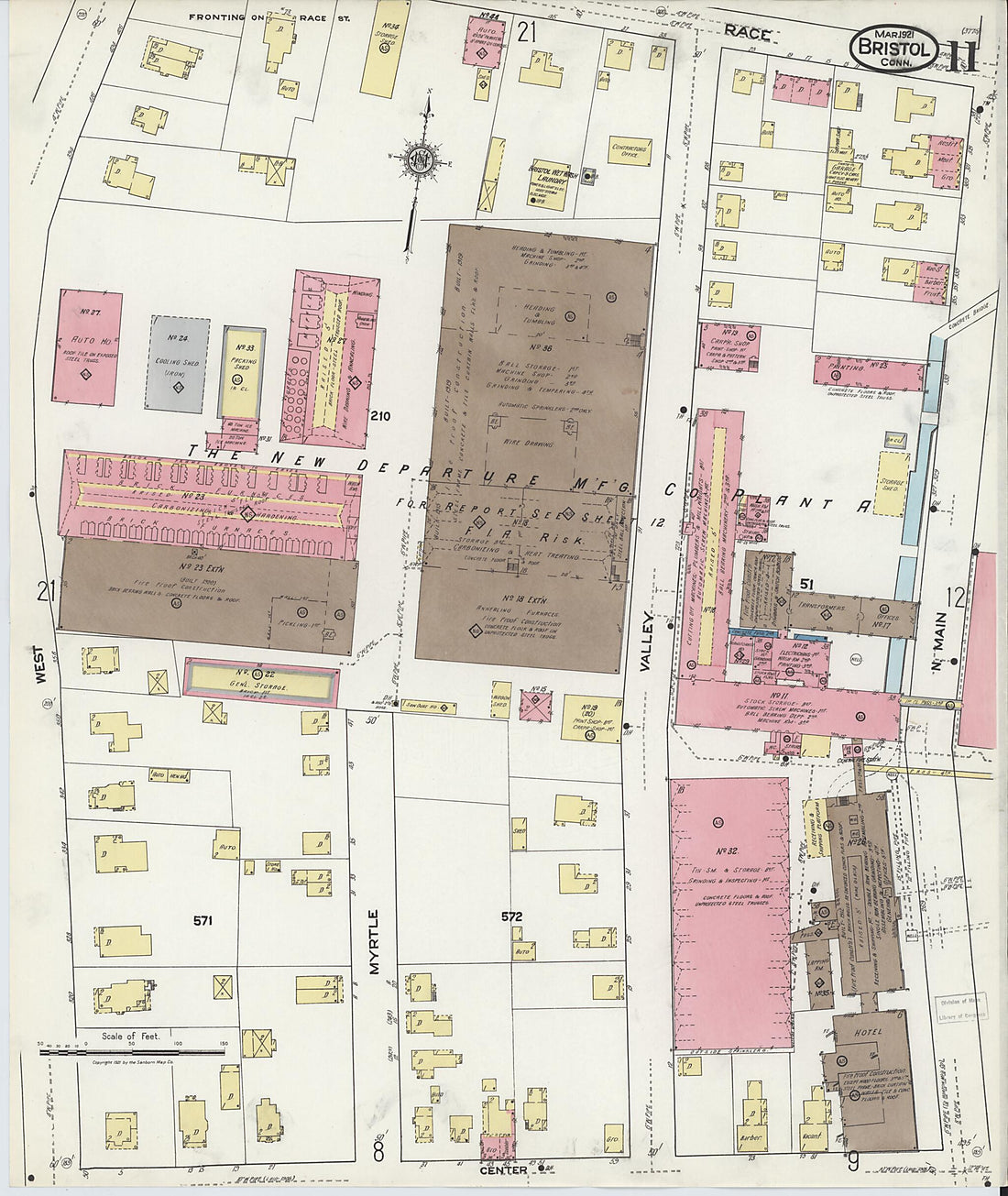 This old map of Bristol, Hartford County, Connecticut was created by Sanborn Map Company in 1921