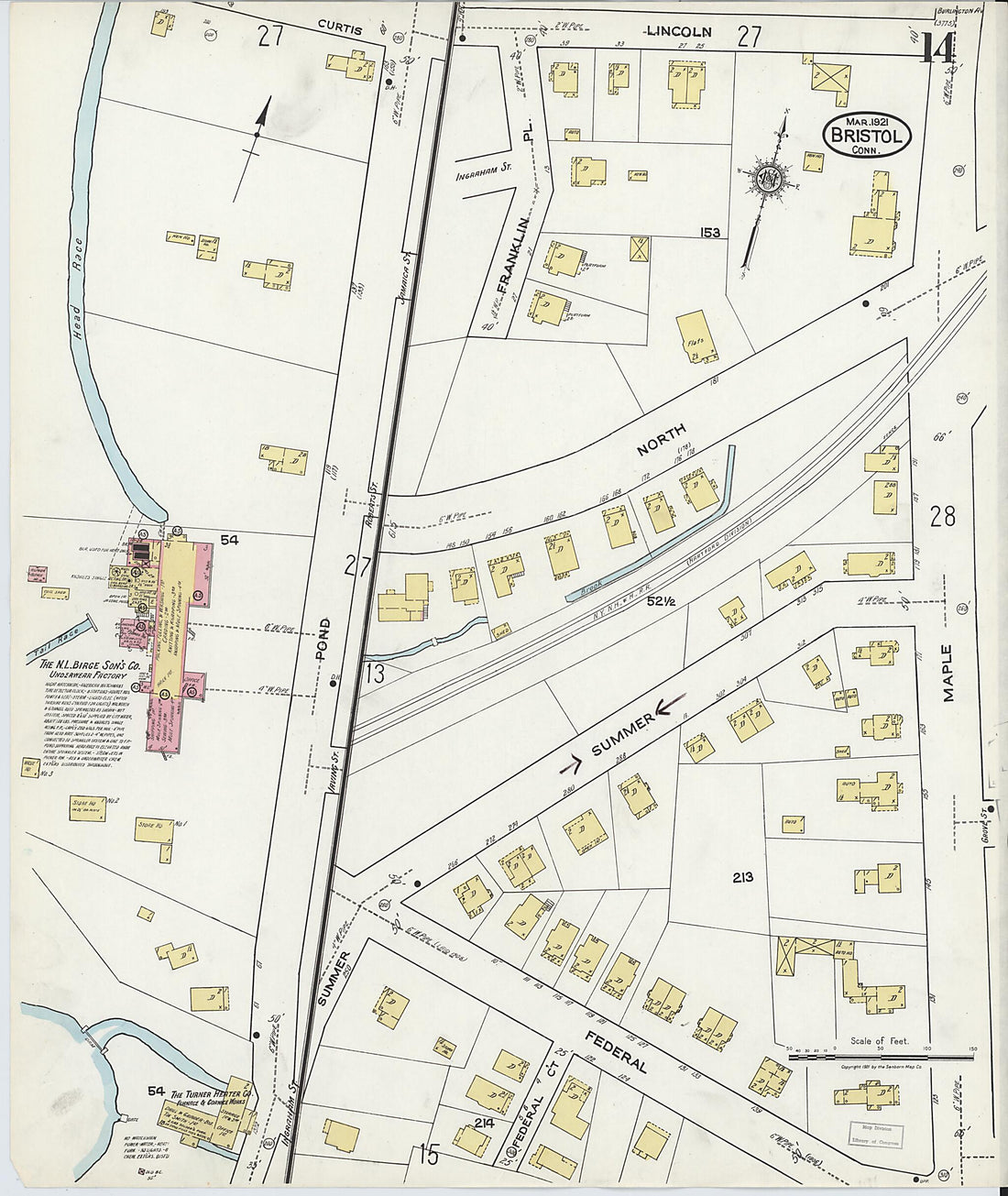 This old map of Bristol, Hartford County, Connecticut was created by Sanborn Map Company in 1921